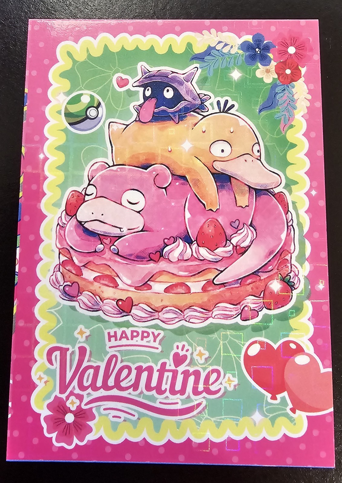 SLOWPOKE X PSYDUCK X SHELLDER - POKEMON PRISMA VALENTINES RARE CCG HOLO