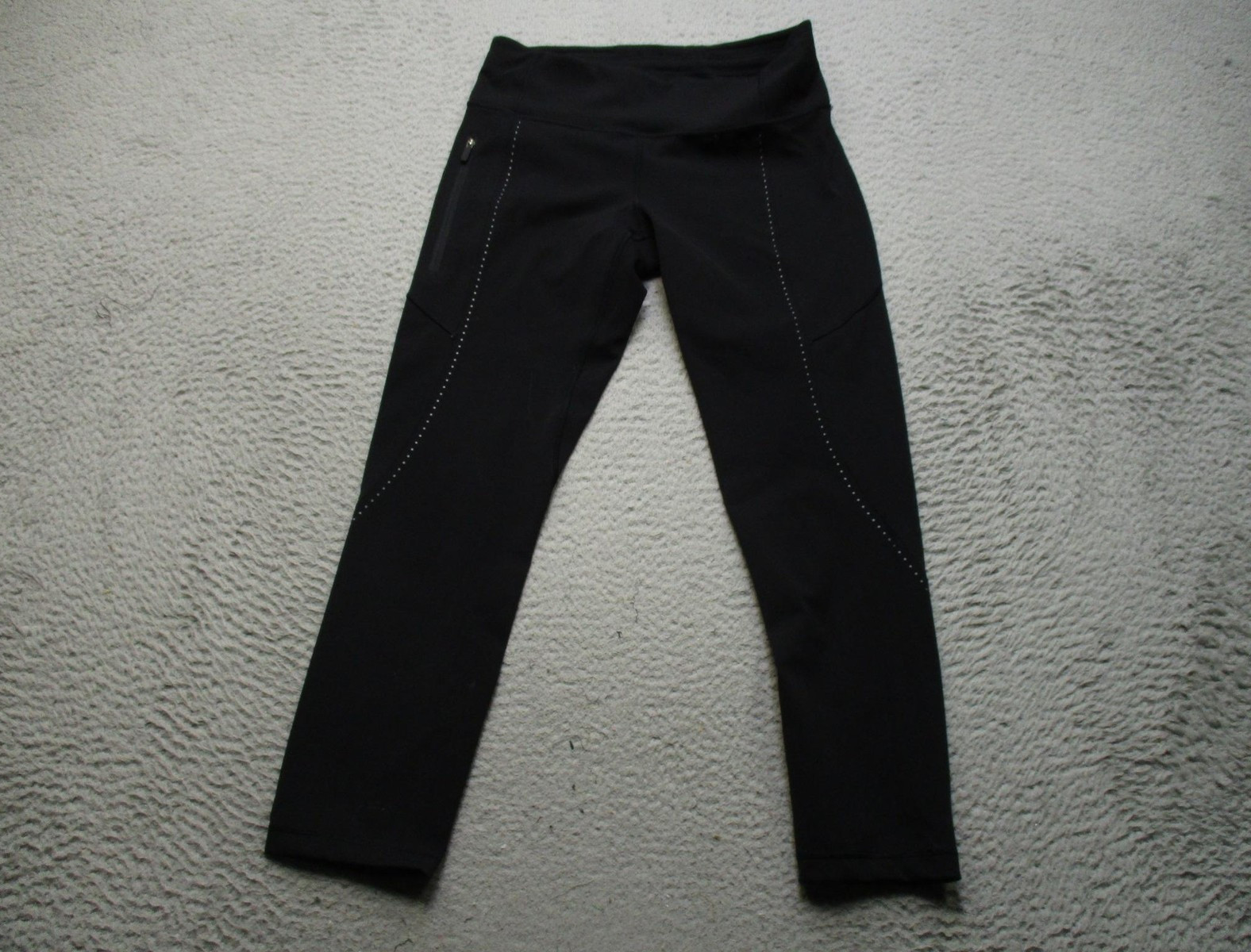 Lululemon Leggings Womens 6 Black Cropped Reflective Running Pocket Yoga Gym