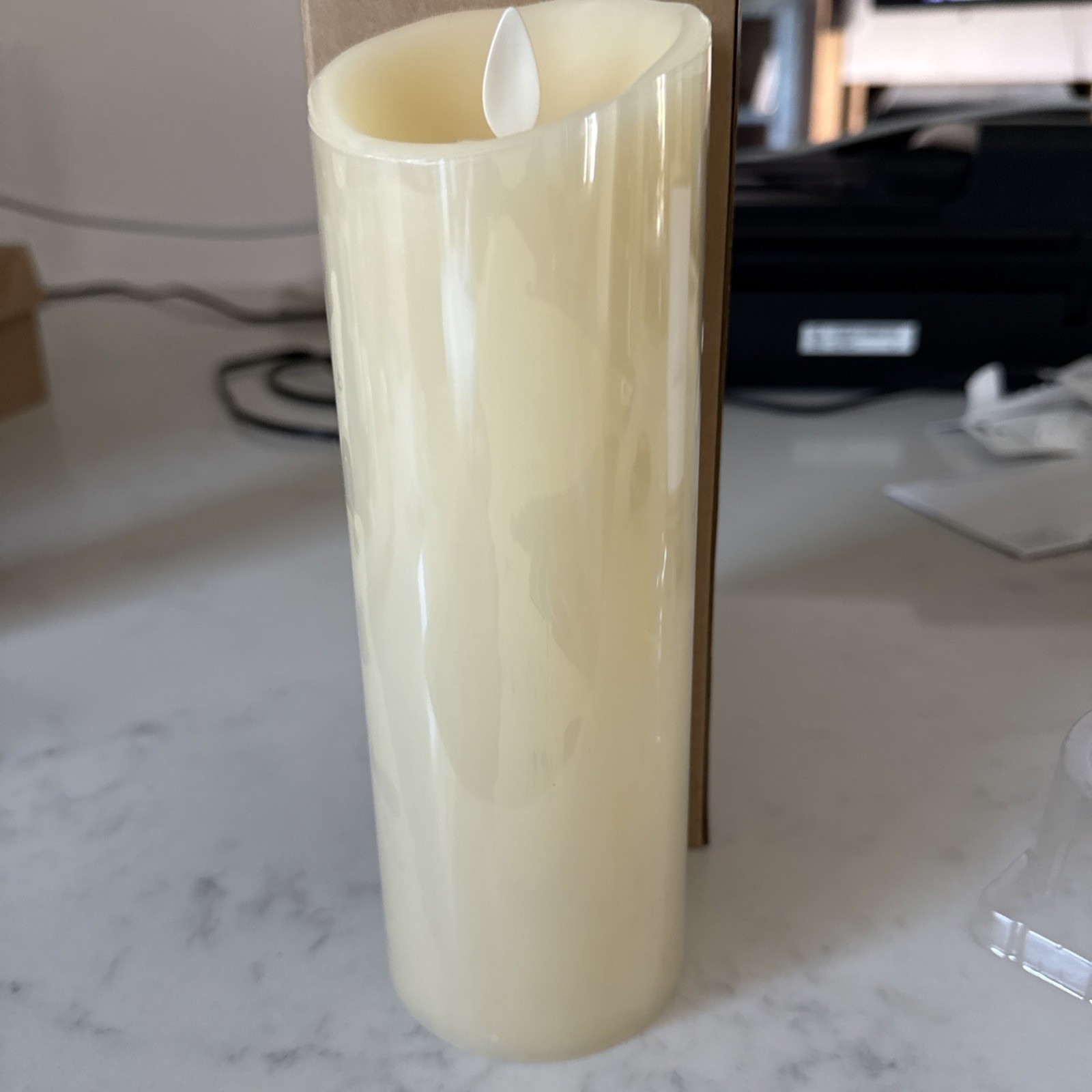 Luminara Ivory Flameless Candle Pillar, Scallop Top, 4\ Luminara Ivory Flameless Candle Pillar, Scallop Top, 4\