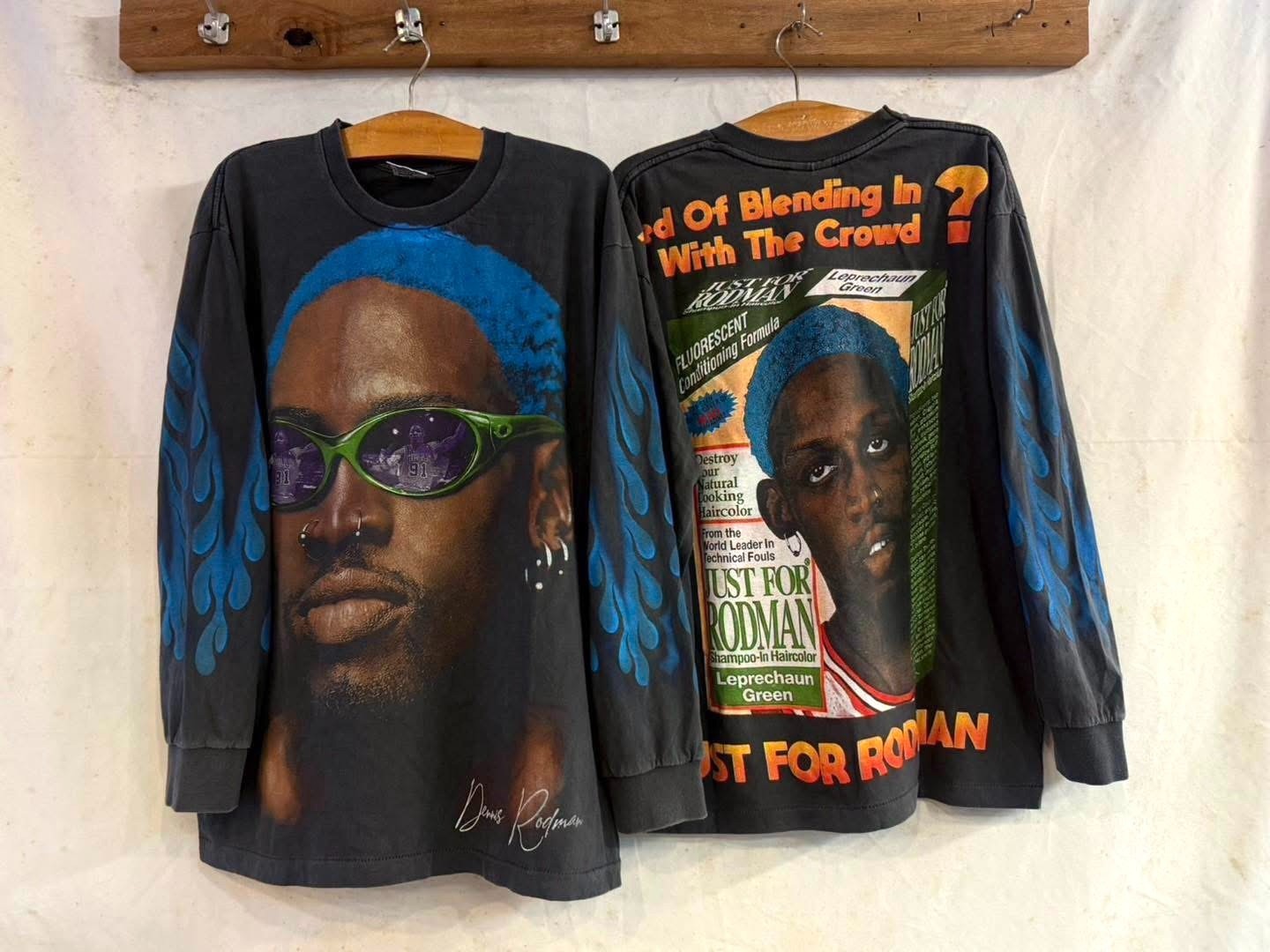 Dennis Rodman Just For Rodman Vintage XL Long Sleeve Single Stitch Shirt REPRINT Dennis Rodman Just For Rodman Vintage XL Long Sleeve Single Stitch Shirt REPRINT