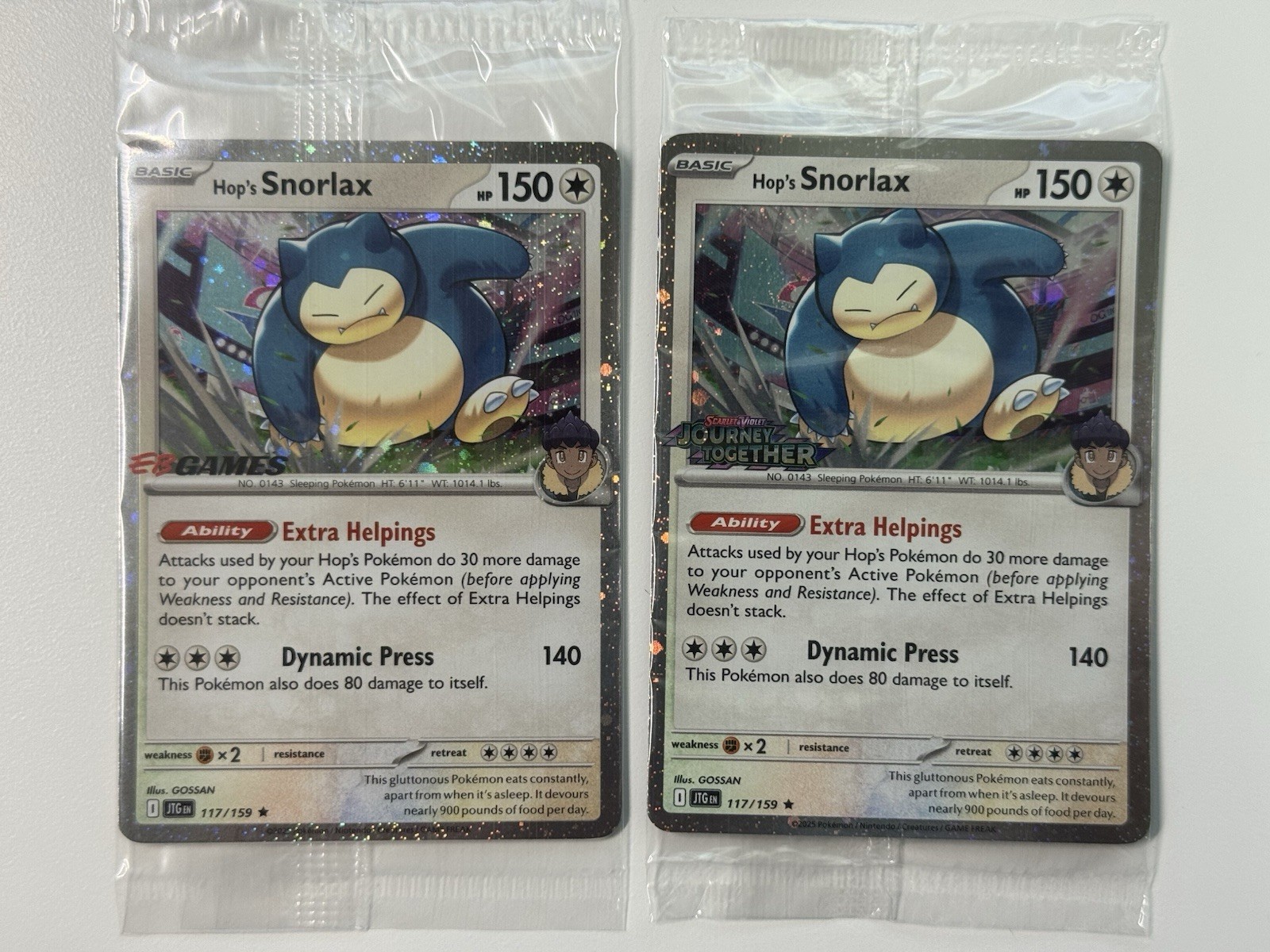 EB Games Hop’s Snorlax 117/159 Journey Together Stamped Promo Pair SEALED