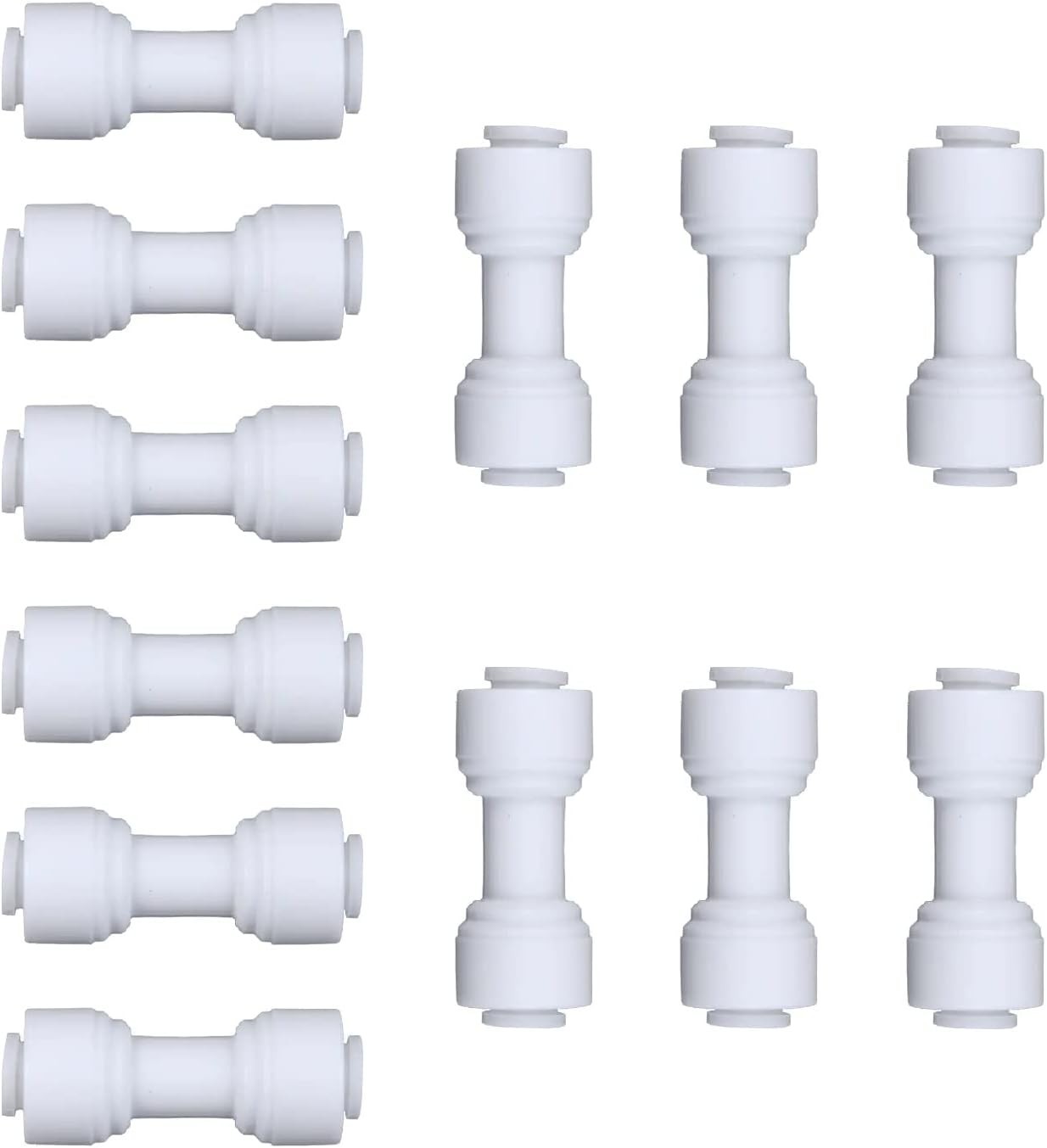 12pcs White Plastic Union Connector 1/4in Od X 1/4in Od Pushtoconnect Coupling 