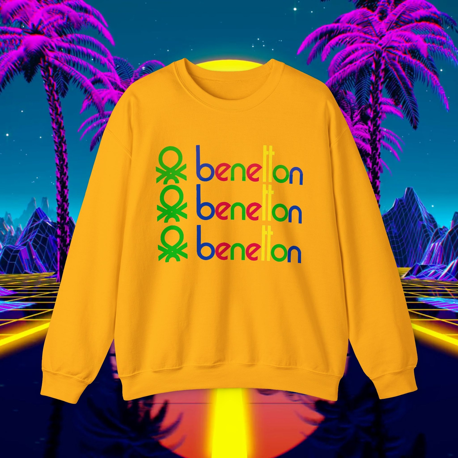 Custom Benetton vintage 1980\'s design sweatshirt Unisex men women 90s sweater