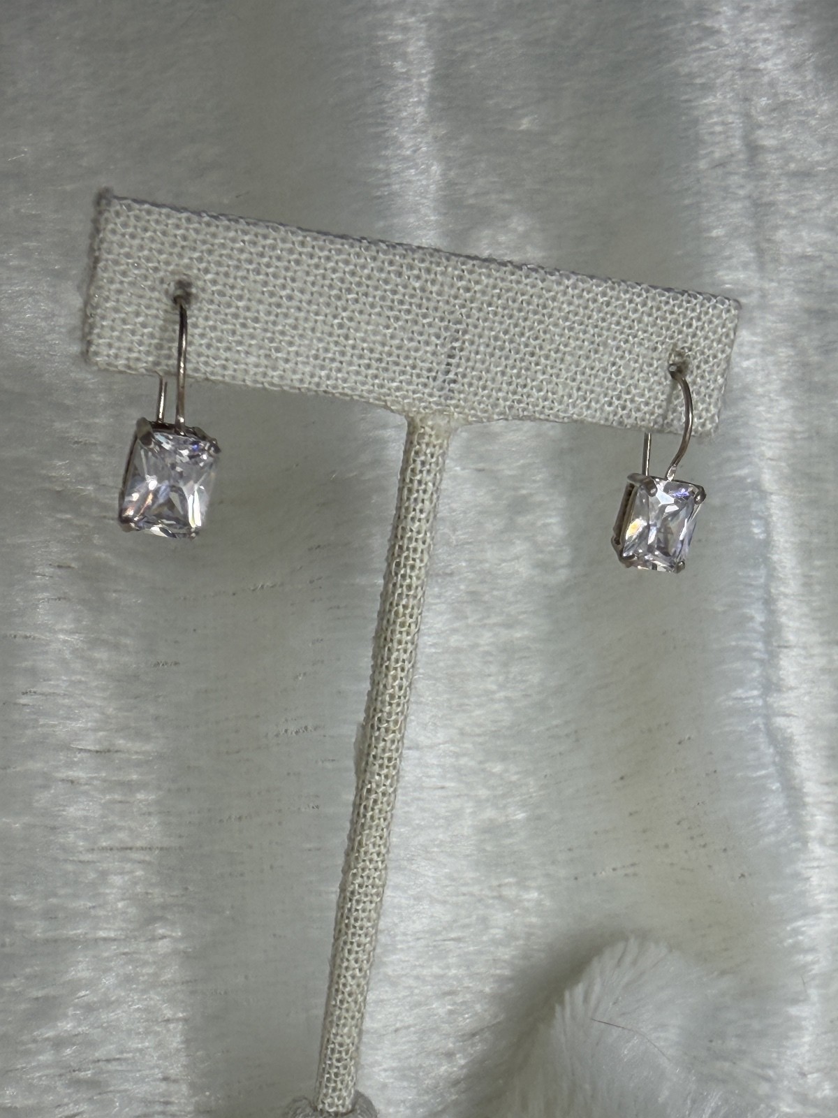 RARE Vtg Silpada W0353 Rectangular Cubic Zirconia Sterling Silver Earrings