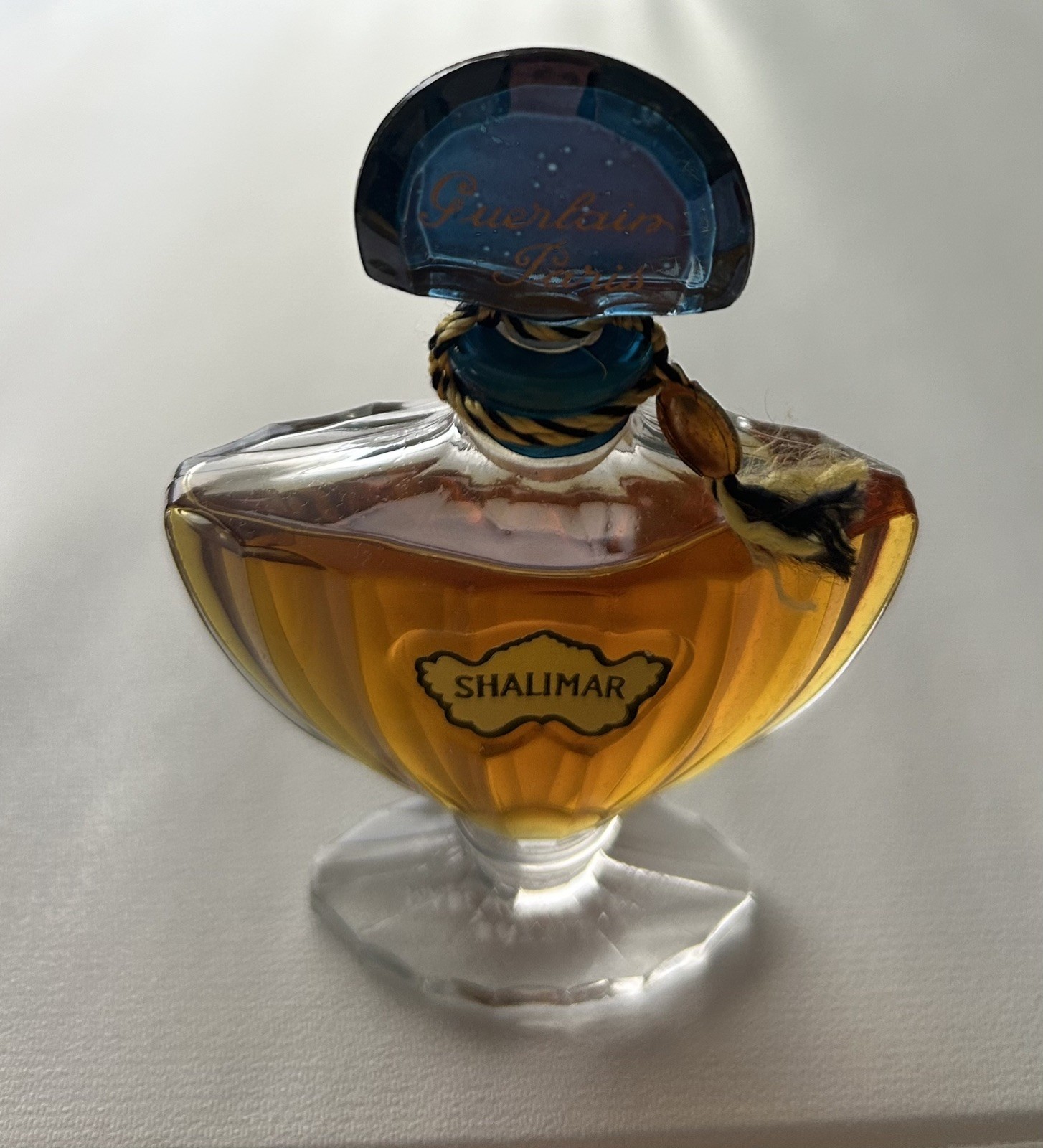 Vintage Guerlain Shalimar Extrait Perfume 1/3 fl oz Blue Glass Stopper Vintage Guerlain Shalimar Extrait Perfume 1/3 fl oz Blue Glass Stopper