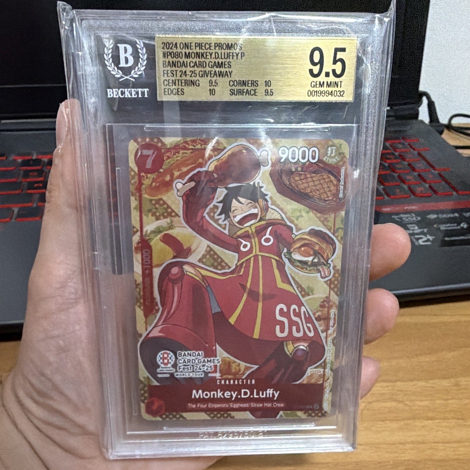 Bandai One Piece Card Game Monkey D. Luffy P-080 Promo BGS 9.5 2024 Bandai One Piece Card Game Monkey D. Luffy P-080 Promo BGS 9.5 2024
