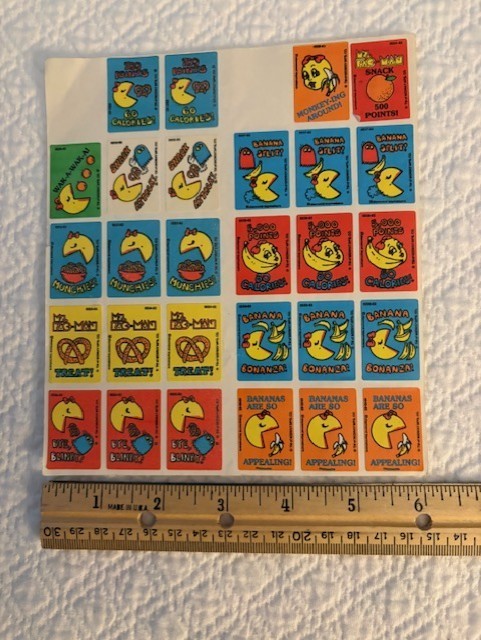 Vintage 1980s Pac-Man Sticker Scratch & Sniff Stickers