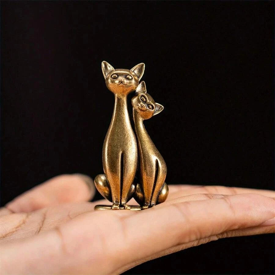 1pc Vintage Brass Couple Cat Figurine Loving Cats Sculpture Home Office Decor 1pc Vintage Brass Couple Cat Figurine Loving Cats Sculpture Home Office Decor