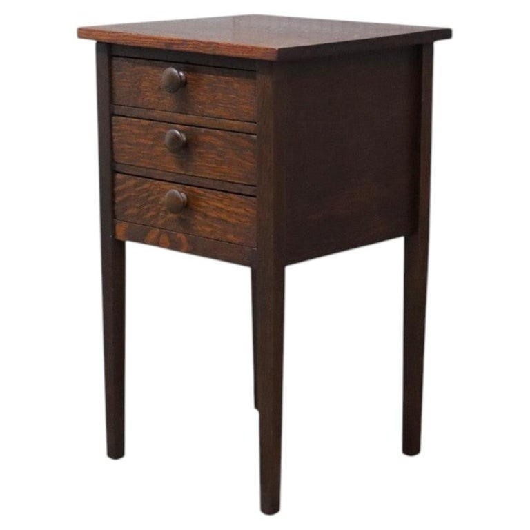 Stickley Style Arts & Crafts Mission Oak 3 Drawer Sewing Stand c1920 Stickley Style Arts & Crafts Mission Oak 3 Drawer Sewing Stand c1920