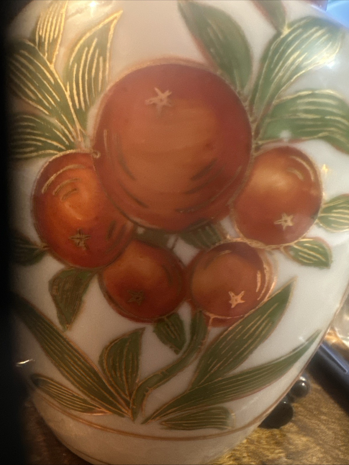 Vintage Ginger Jar with Lid Marked LJ Japan Mandarin 🍊 Oranges Vintage Ginger Jar with Lid Marked LJ Japan Mandarin 🍊 Oranges