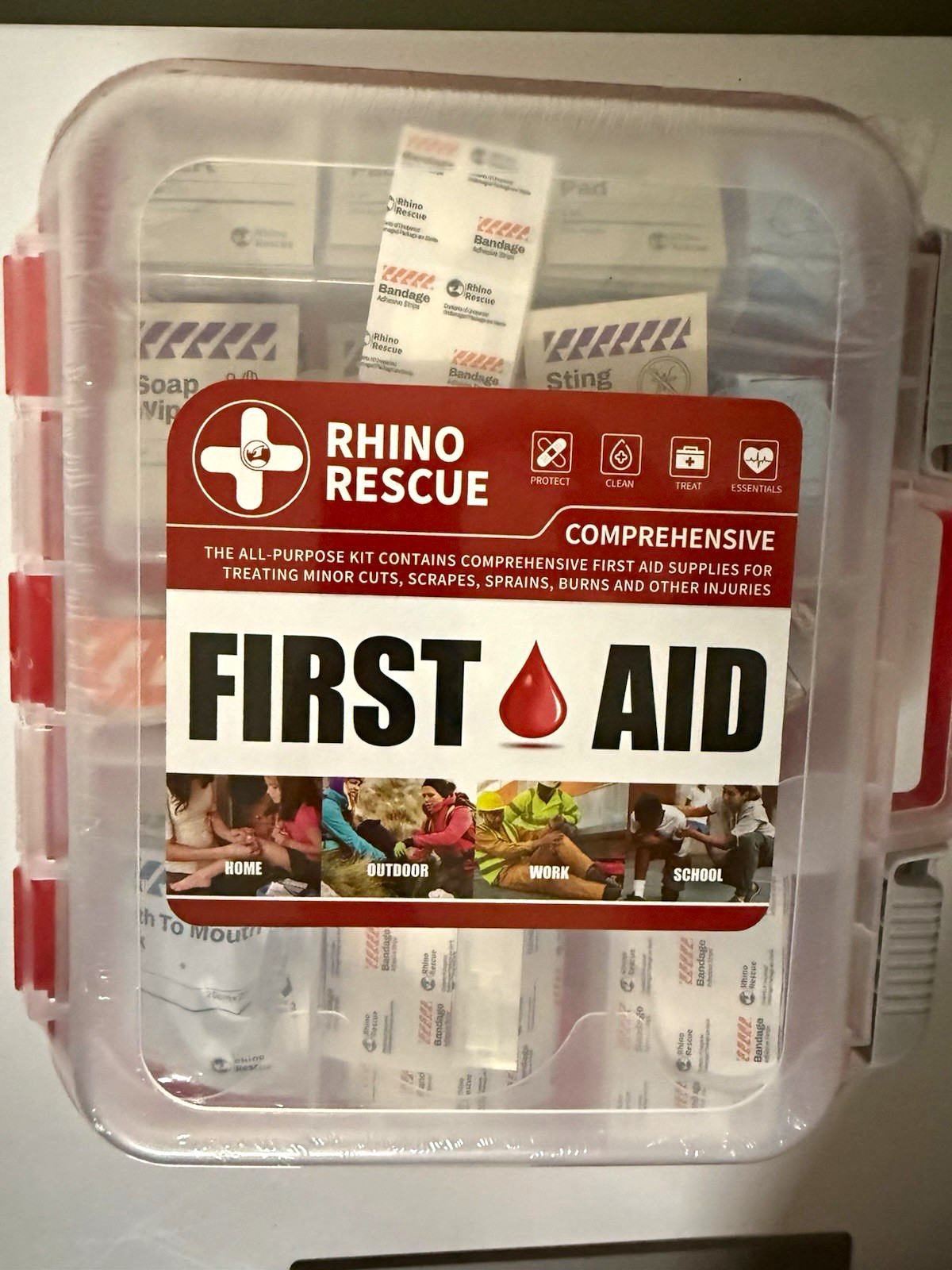 Rhino Rescue Portable First Aid comprehensive all purpose kit. 350 pieces new