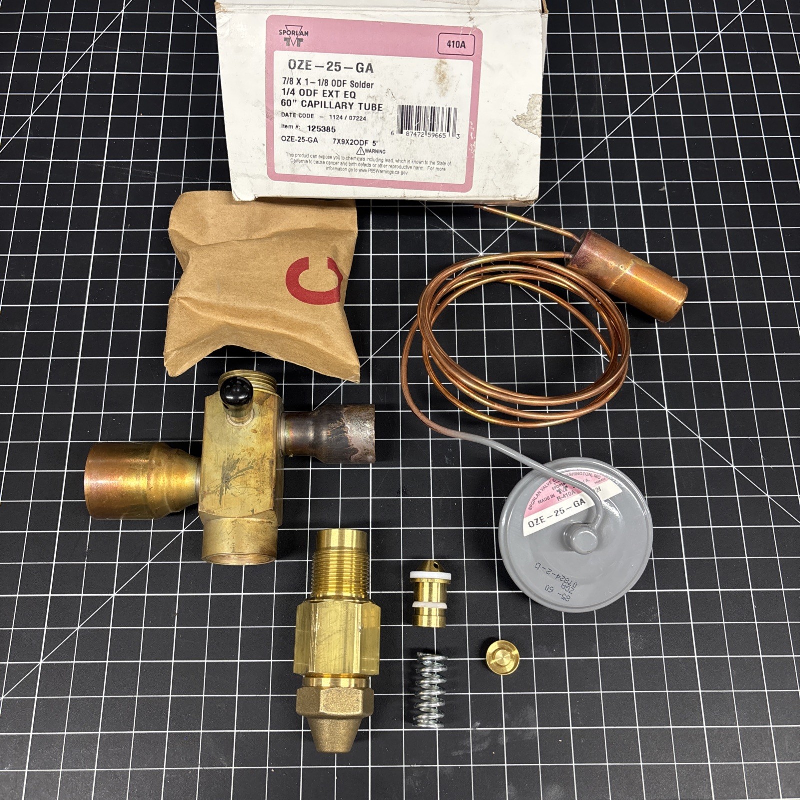 Sporlan OZE-25-GA 125385 TXV 25 Ton R-410A 7/8x1-1/8 ODF Thermostatic Exp Valve