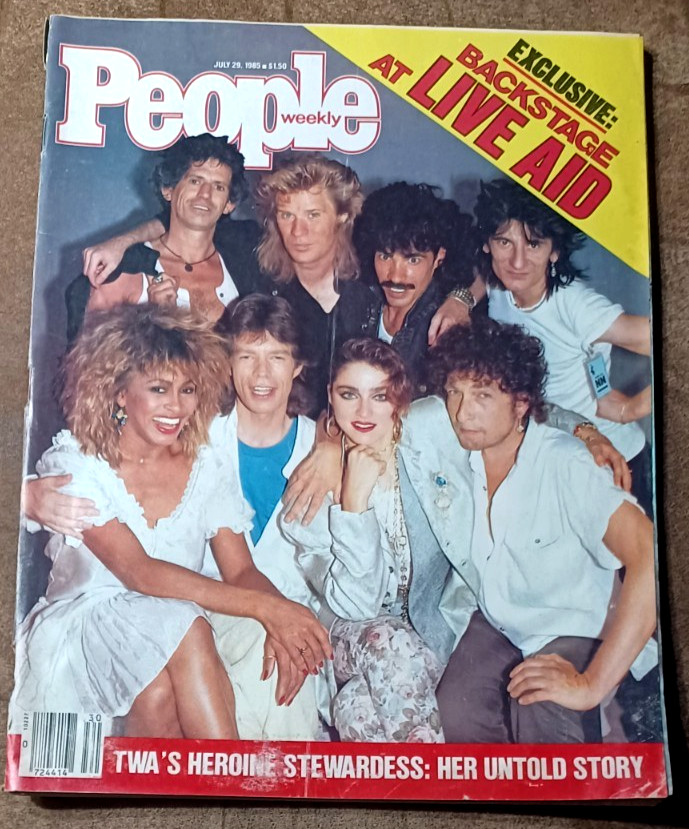 People Magazine July 29, 1985 Backstage At Live Aid Madonna Jagger Dylan VG Q5