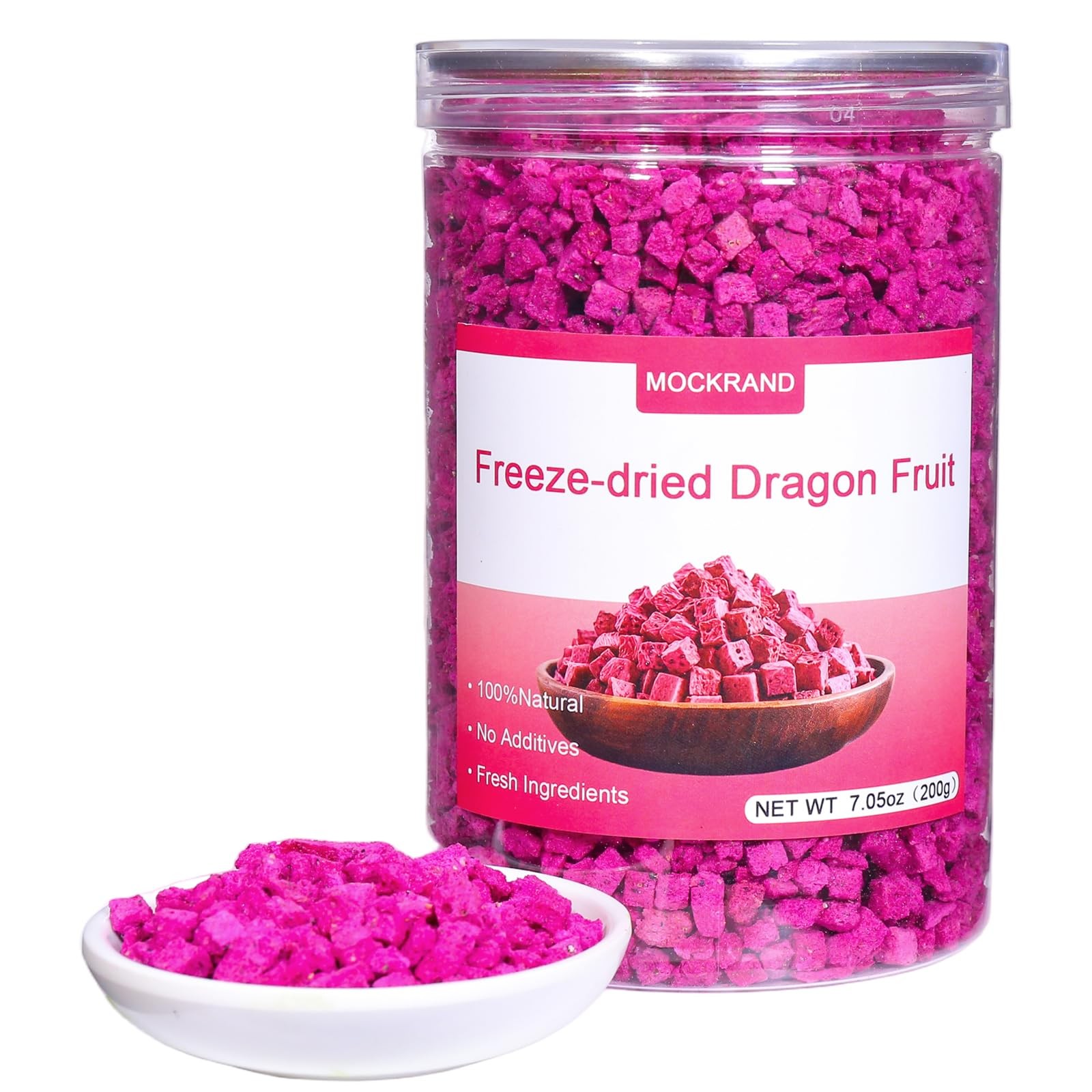 Freeze-Dried Dragon Fruit Chunks 7.05oz/200g No Additives Resealable Jar Snack Freeze-Dried Dragon Fruit Chunks 7.05oz/200g No Additives Resealable Jar Snack