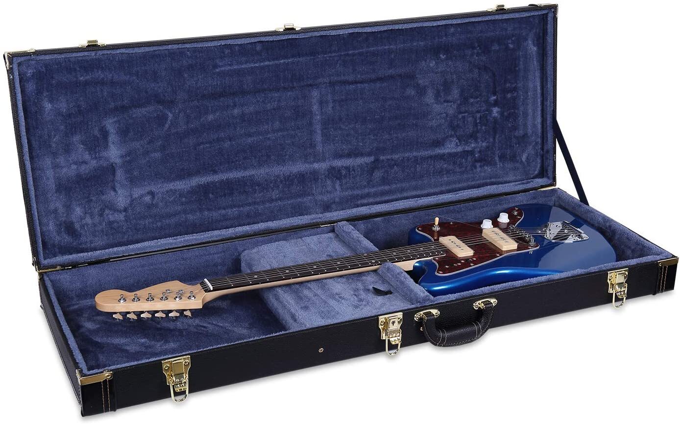 Crossrock Deluxe Electric Guitar Case fits Fender Jazzmaster/Jaguar Style Guitar
