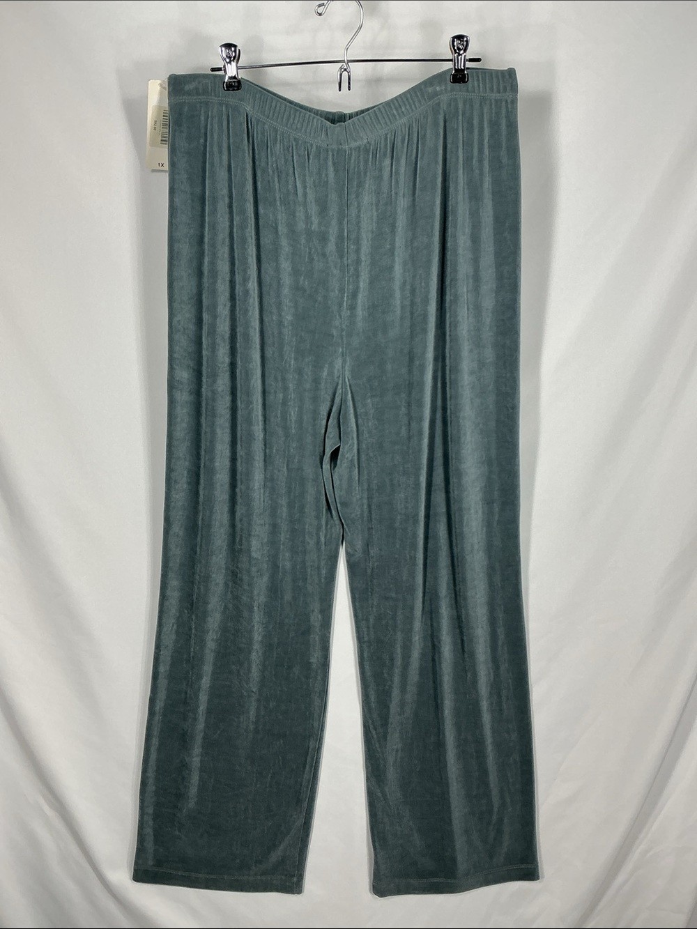 Vikki Vi Pants 1X NWT Gray Wide Leg Slinky Knit High Rise Plus Comfort Luxury