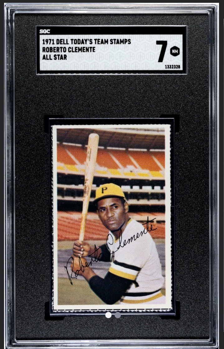 1971 ROBERTO CLEMENTE SGC 7 LOW POP 9 DELL TODAY’S TEAM STAMPS CARD RARE v Topps