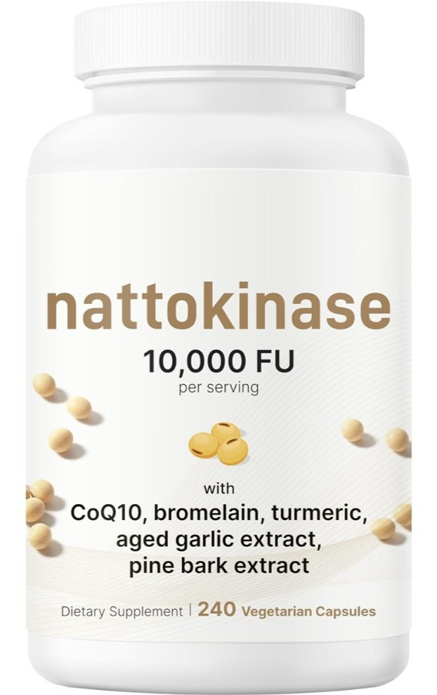 Nattokinase 10,000 FU per Serving 240 Capsules Bromelain 2,400GDU Aged Garlic