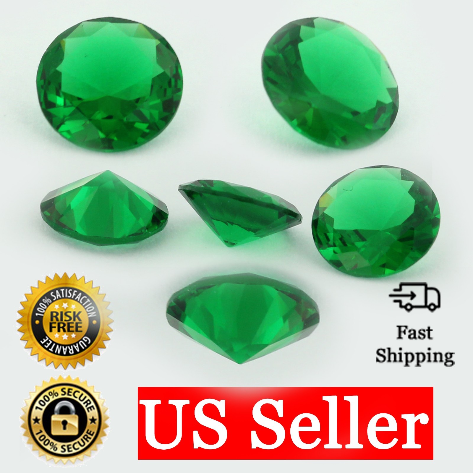 Loose Round Cut Emerald CZ Stone Single Green Cubic Zirconia May Birthstone Loose Round Cut Emerald CZ Stone Single Green Cubic Zirconia May Birthstone