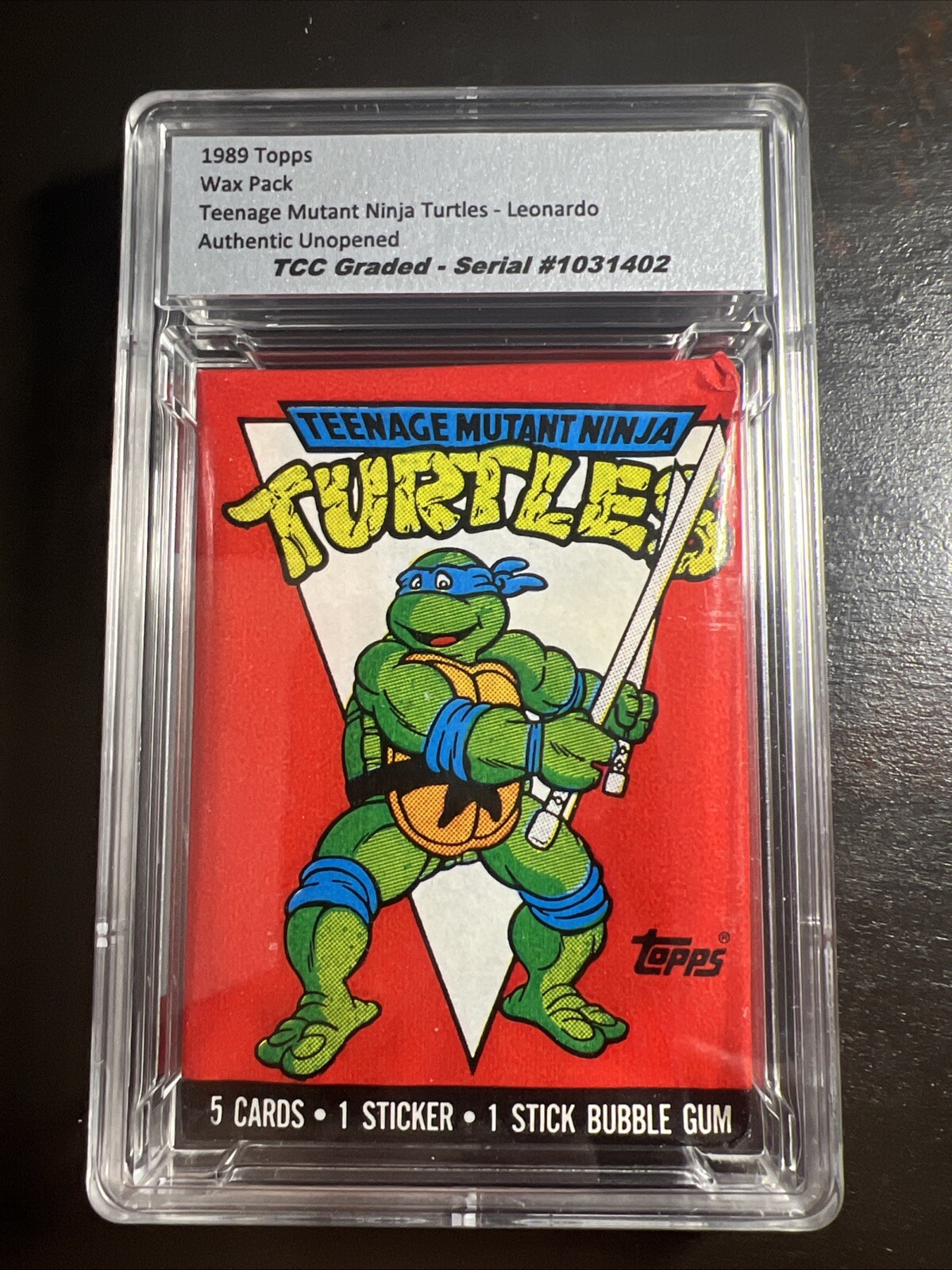 1989 Topps Teenage Mutant Ninja Turtles Wax Pack Leonardo Unopened Encapsulated