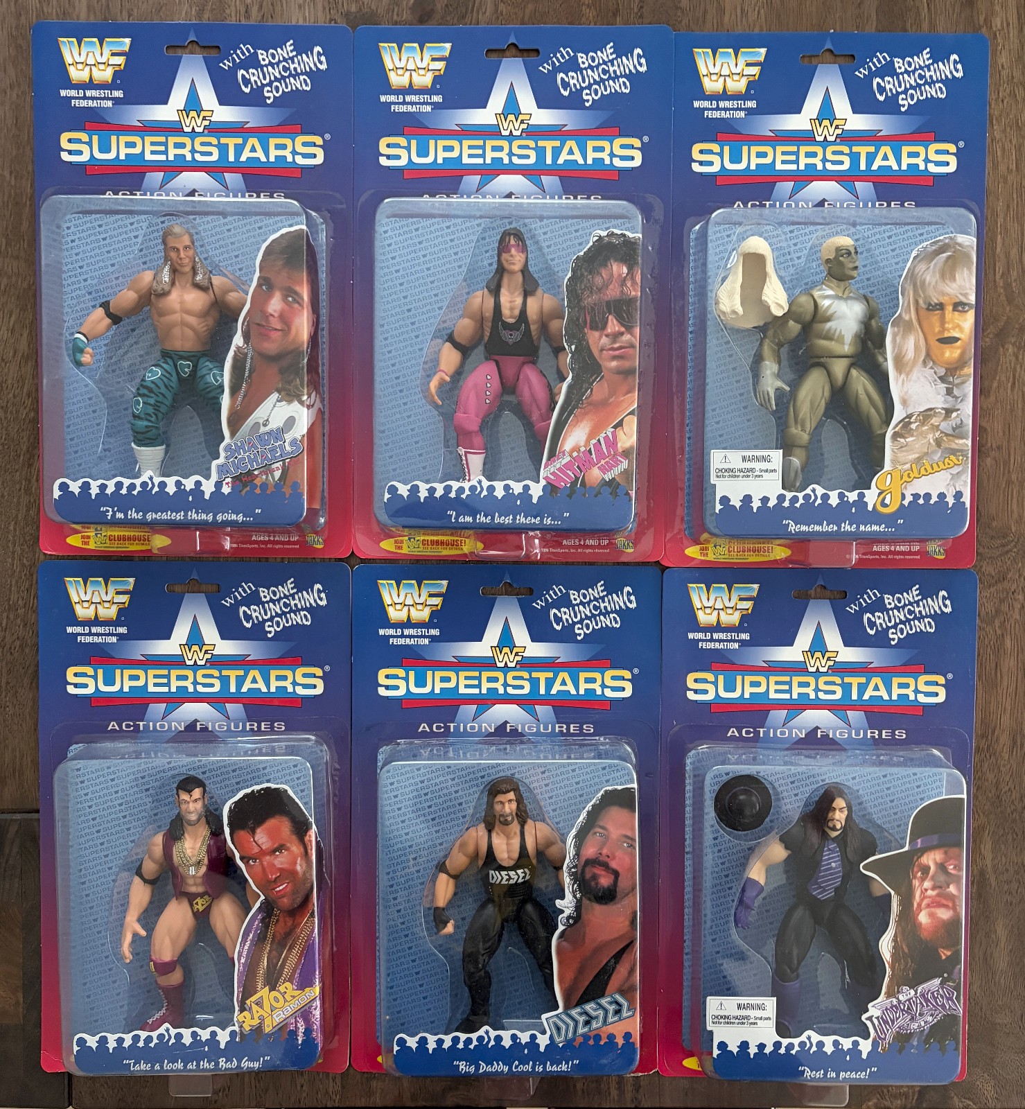 WWF Jakks 1996 Superstars Series 1 set 6 Figures Taker, Hart, HBK 