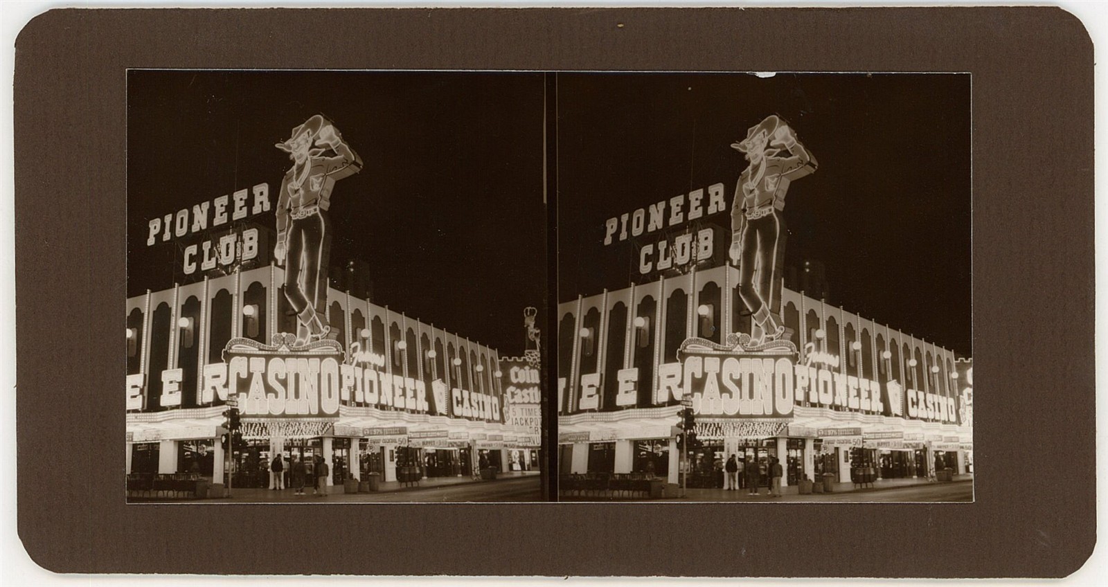NEVADA STEREOVIEW - Las Vegas - Cowboy Sign - Pioneer Club - Modern c1990