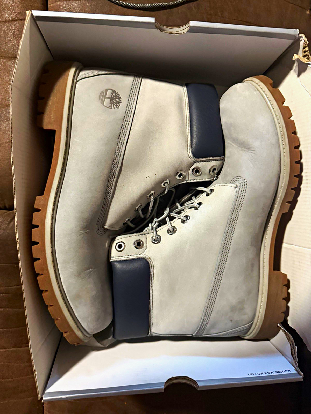 Timberland Men’s Work Boots Gray/Blue Leather Ankle Lace-Up Round Toe 12