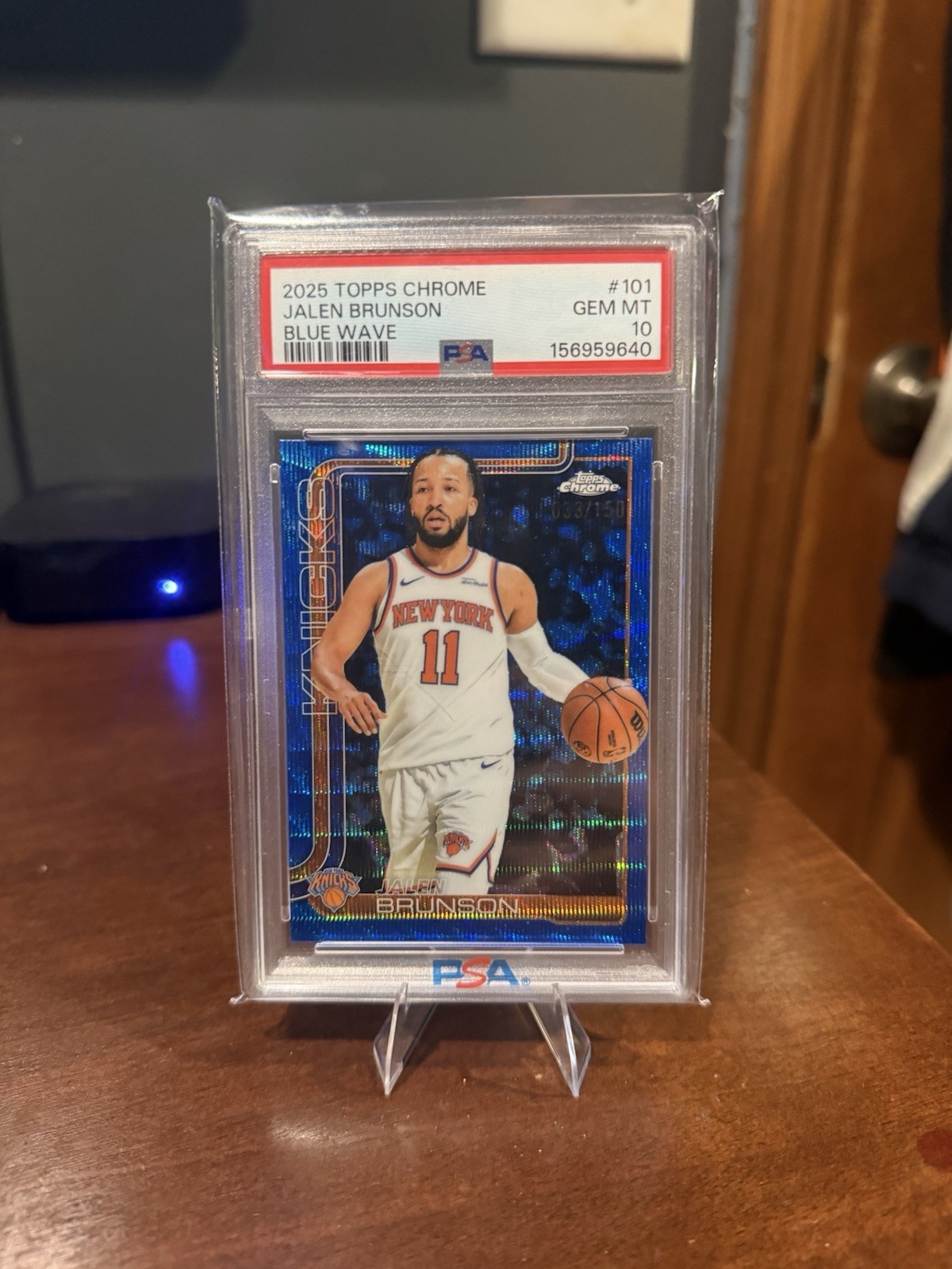 Topps 2025-26 Chrome Jalen Brunson Blue Wave Refractor /150 #101 PSA 10 Topps 2025-26 Chrome Jalen Brunson Blue Wave Refractor /150 #101 PSA 10