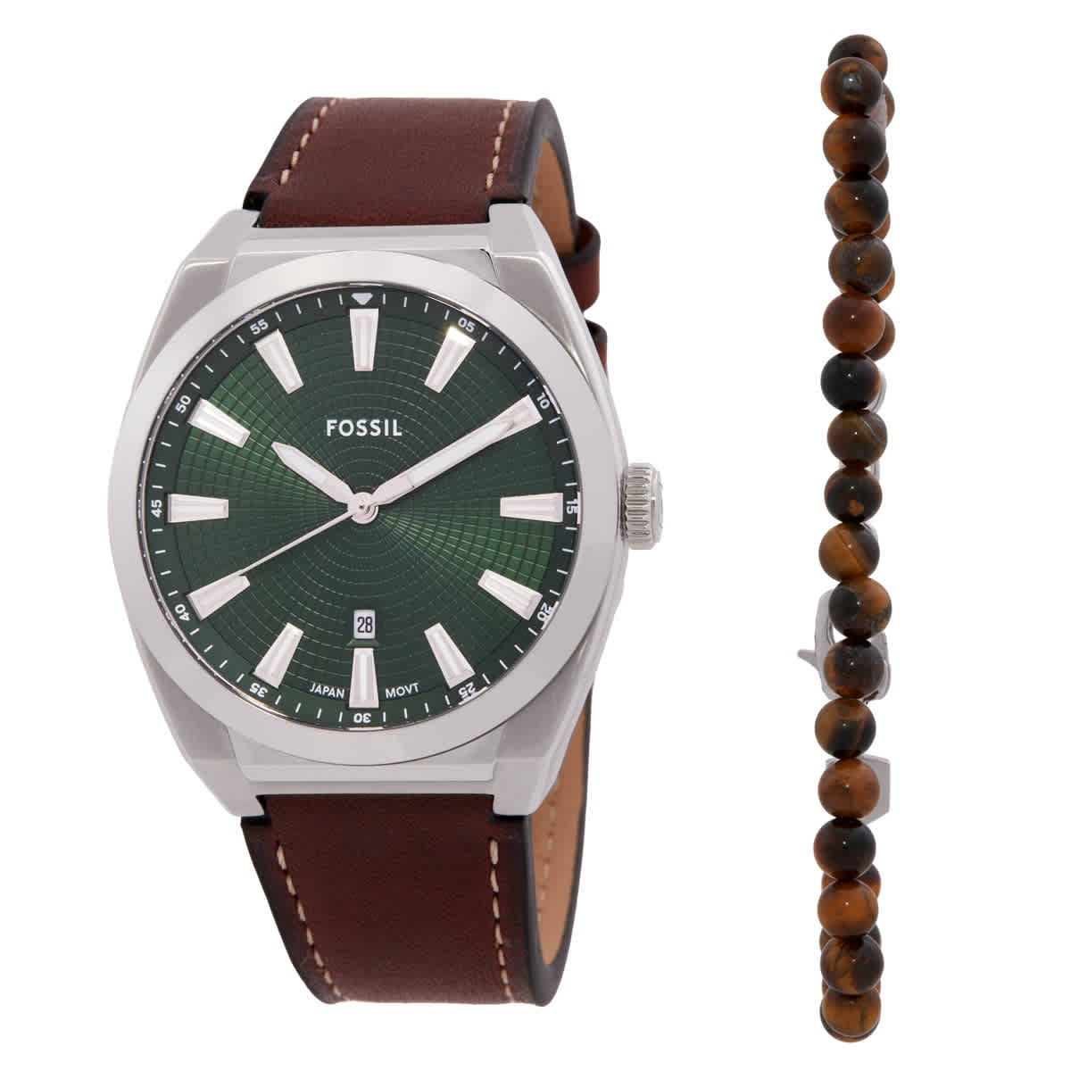Fossil Everett Quartz Green Dial Men\'s Watch Set FS6080SET