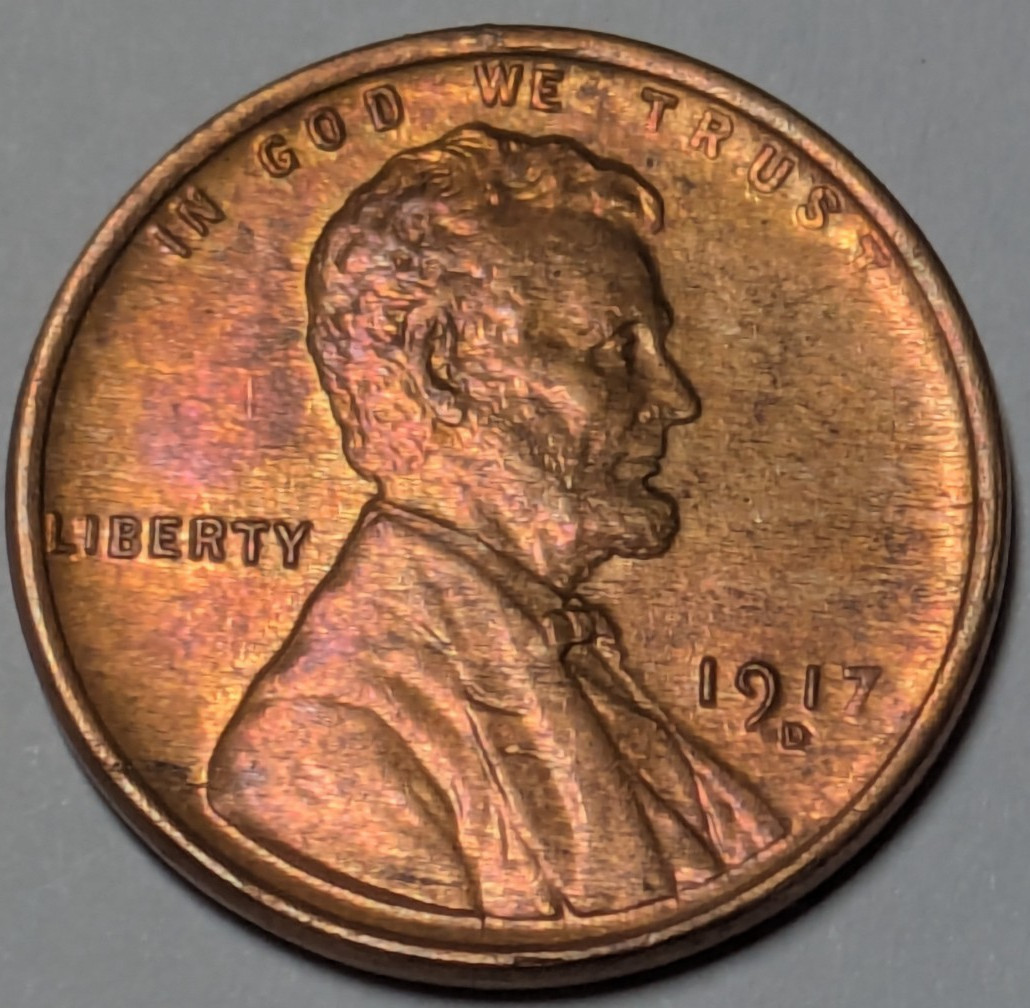 1917-D Lincoln Wheat Cent BU Unc. Mostly Red T737484 1917-D Lincoln Wheat Cent BU Unc. Mostly Red T737484