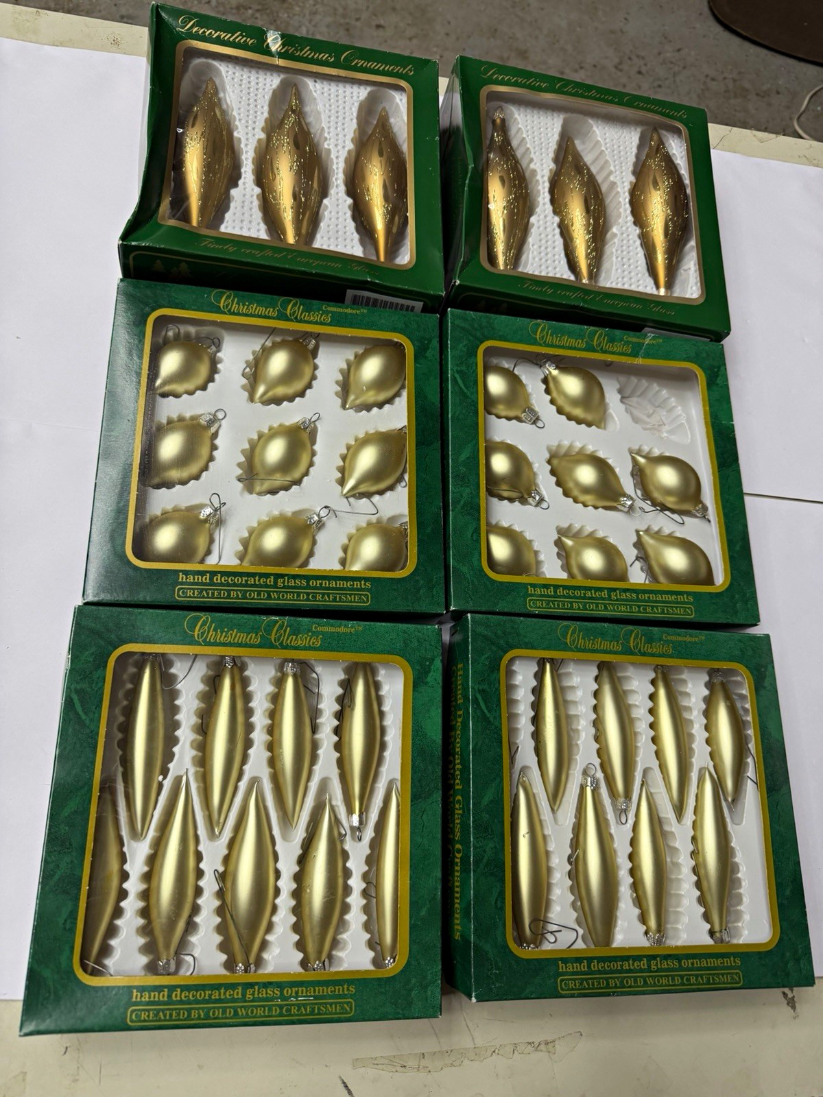 Vintage Commodore Christmas Classics Glass Ornaments 6 Boxes Sears Roebuck