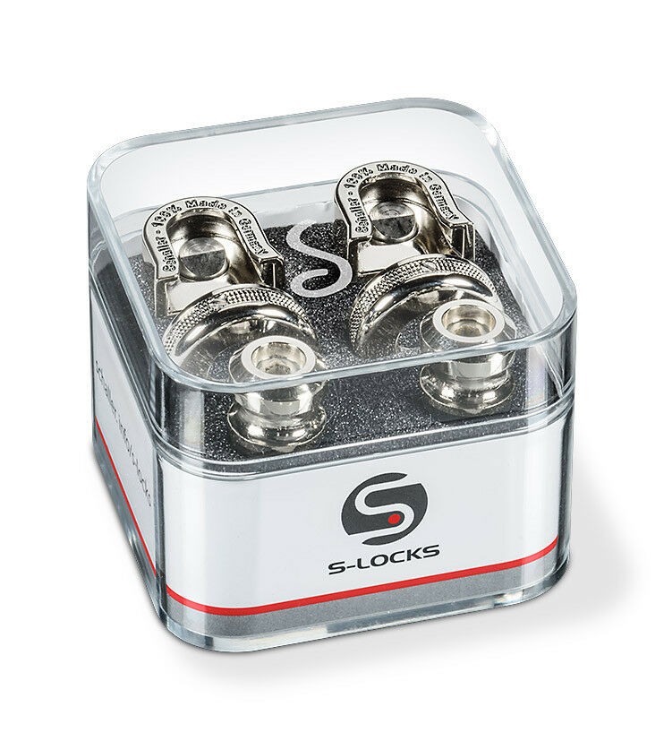 Genuine Schaller NICKEL S-Lock Guitar Strap Locks Pair/Set, Made in Germany Genuine Schaller NICKEL S-Lock Guitar Strap Locks Pair/Set, Made in Germany