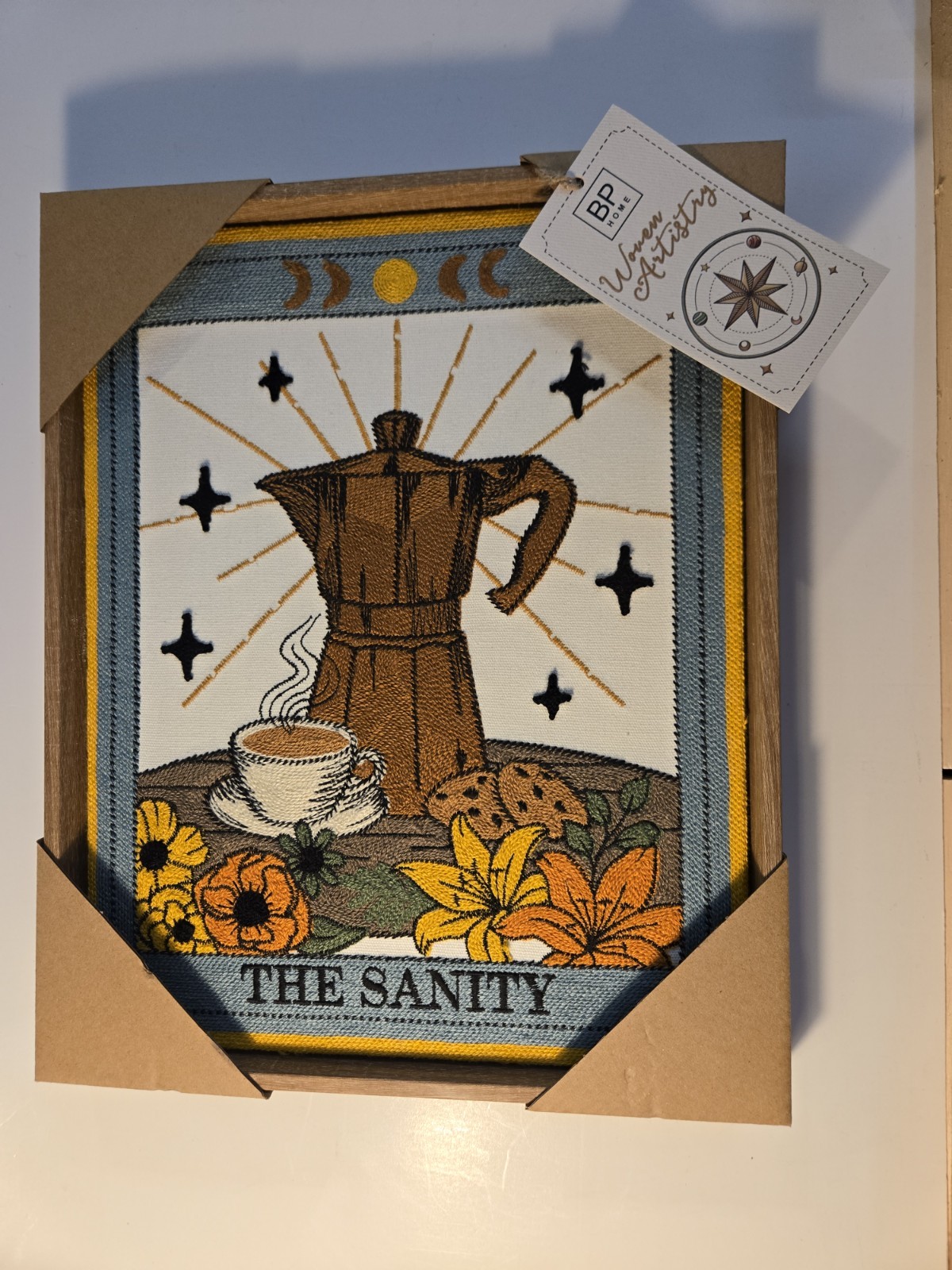 BP Home Embroidery Wall Art THE SANITY Coffee French Press Tarot 2026 15x12