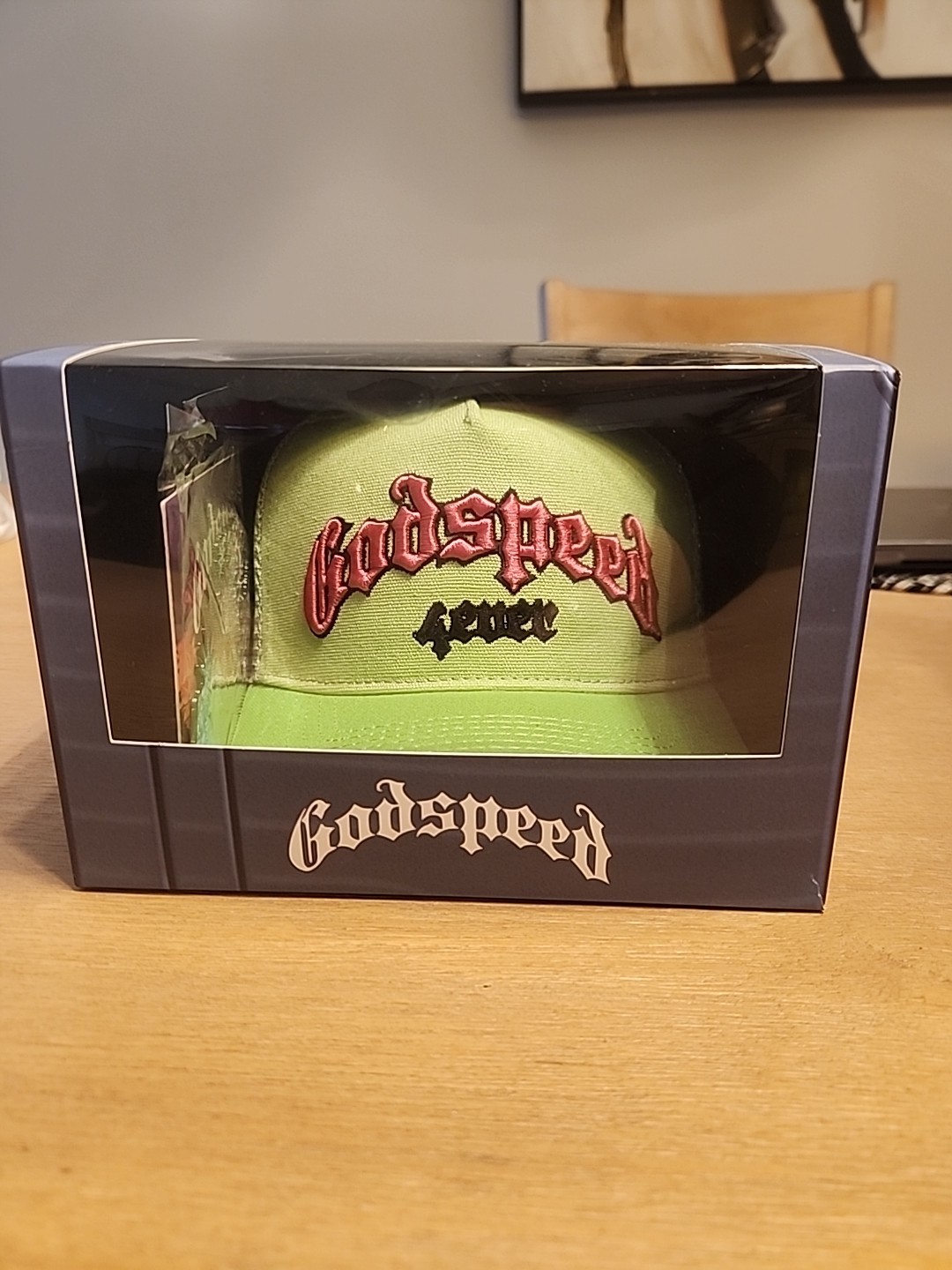 Godspeed Forever Trucker Green/pink Logo Authentic With Pins New In Box