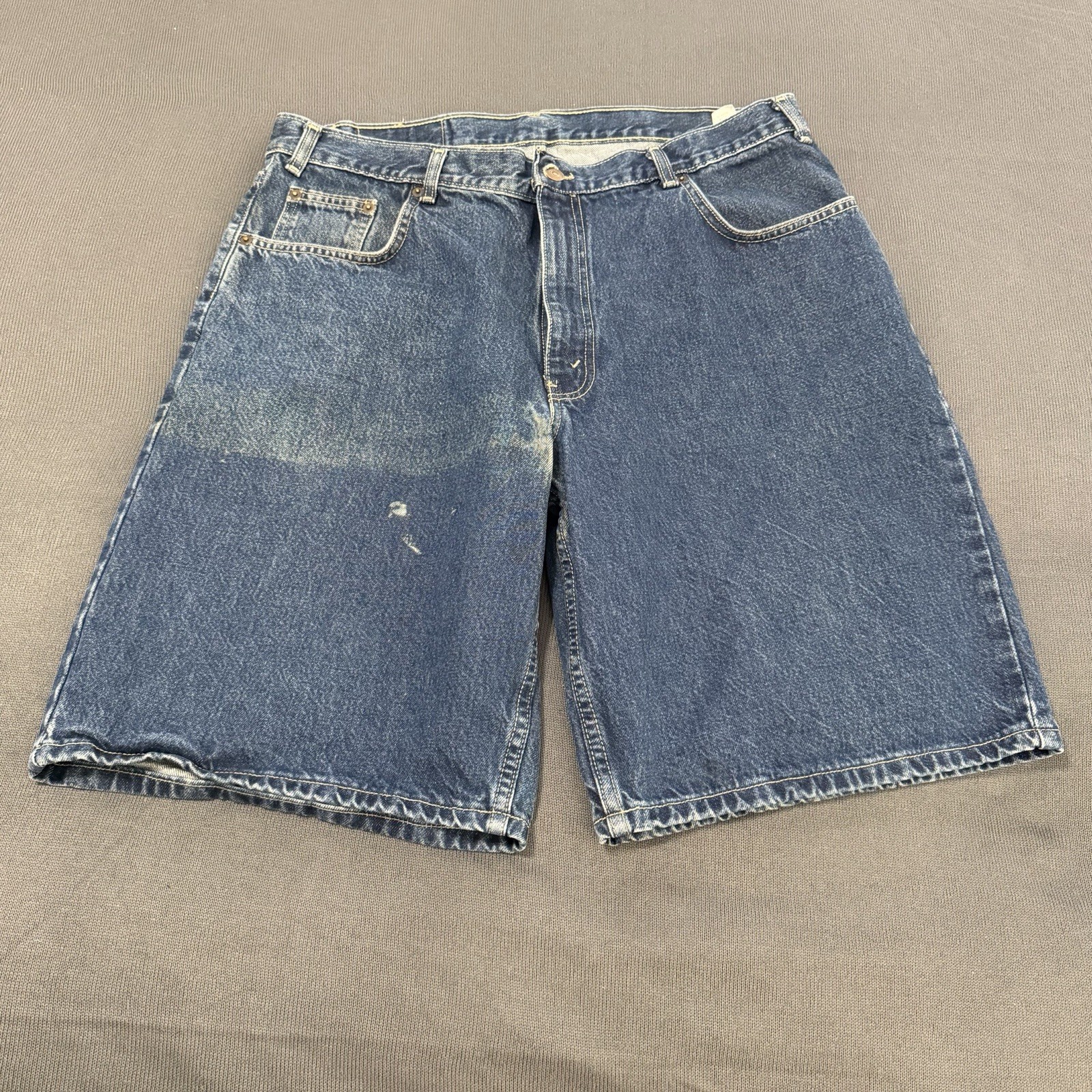 VTG Stanley Blacker Jeans Shorts Mens 36 Blue Denim Jorts Casual Cotton Baggy
