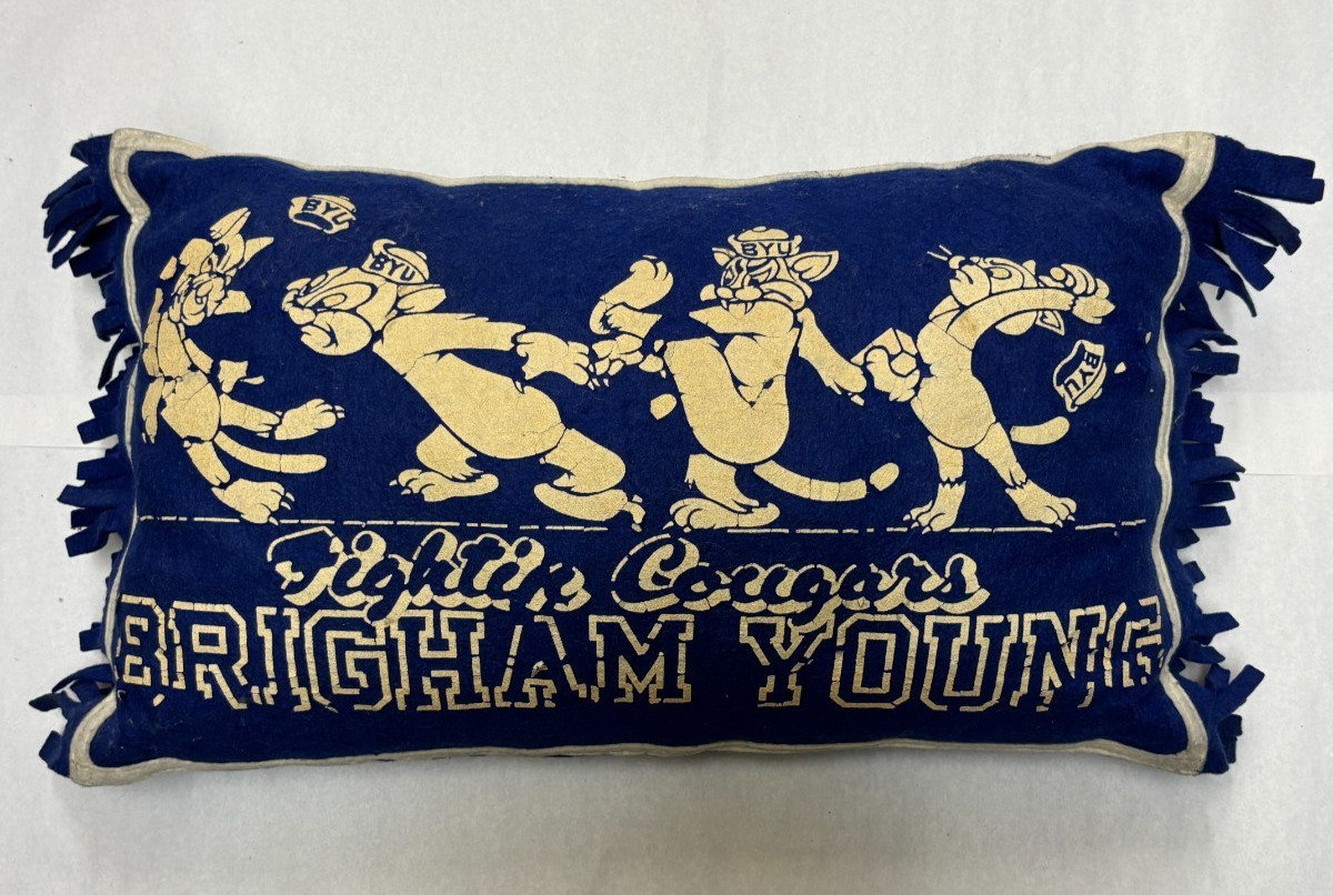 Vintage BYU Fightin Cougars Brigham Young Fleece Throw Pillow Vintage BYU Fightin Cougars Brigham Young Fleece Throw Pillow