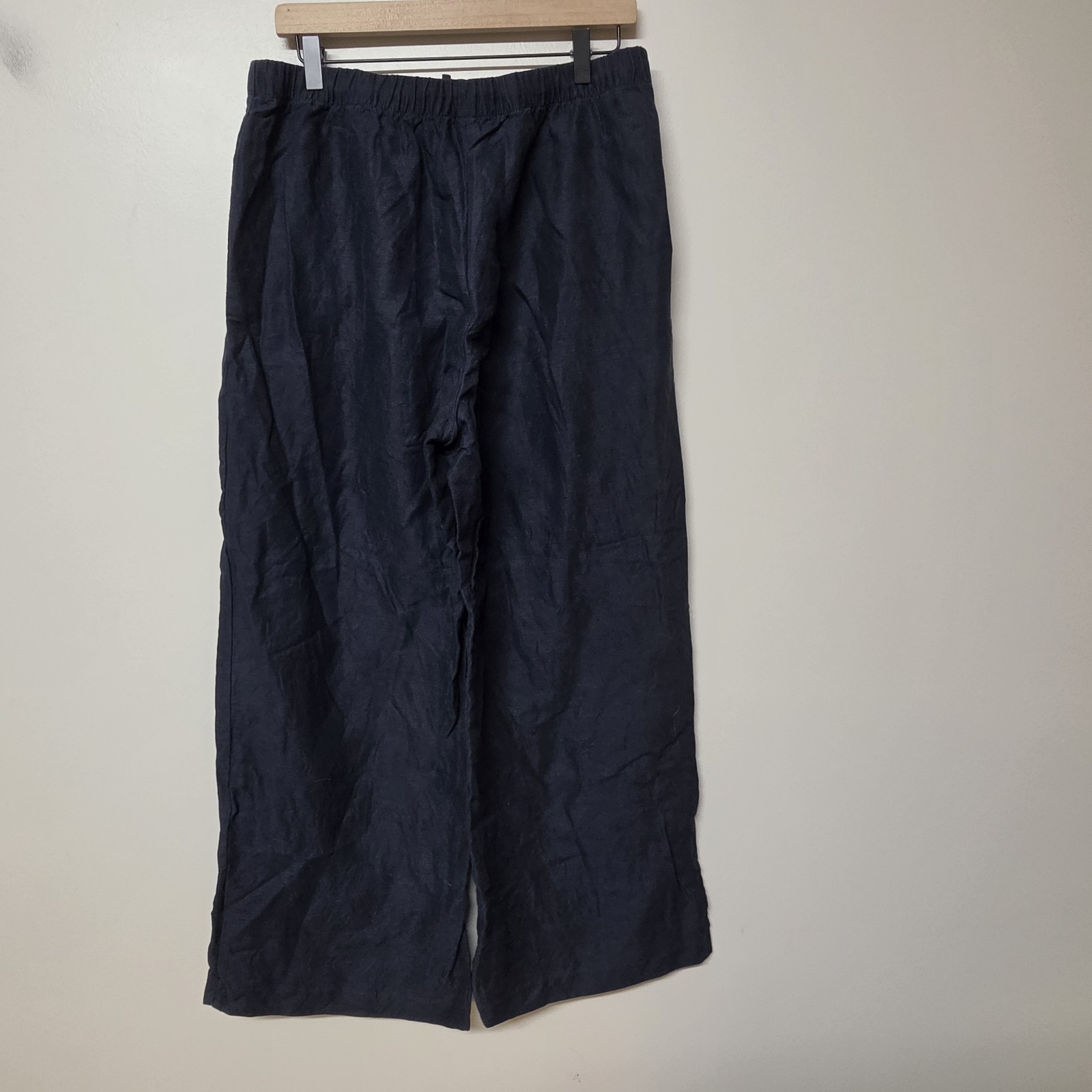 Aritzia Wilfred Womens The Lodge Cruiselinen Navy Blue Wide Leg Pull On Pants LG