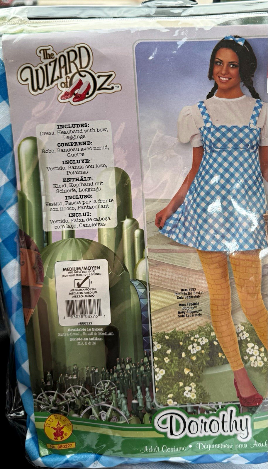 NWT Rubie\'s Wizard of Oz Dorothy Adult Costume Dress w/ Headband Leggings Size M