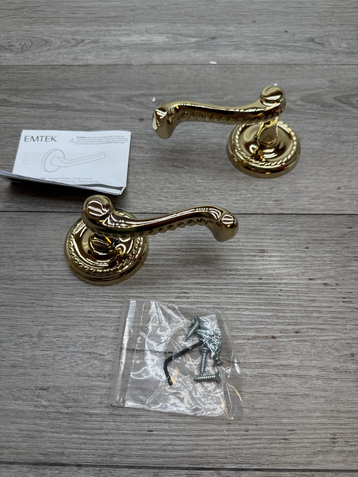 Emtek 8051RLUS3 Rope Lever Set with Rope Rosette Polished Brass