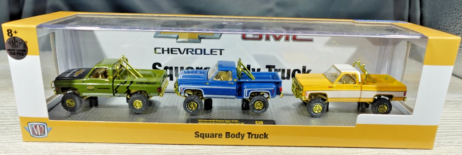 M2 Machines 1973/1976 Chevrolet & 1976 GMC Sierra 3 Truck Set CHASE 1/64