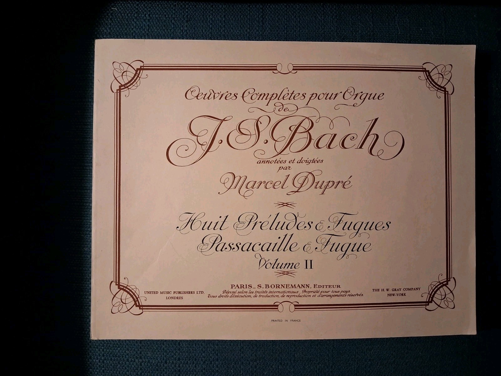 Oeuvres Completes Pour Orgue By J.S. BACH Volume II PIPE ORGAN Sheet Music Oeuvres Completes Pour Orgue By J.S. BACH Volume II PIPE ORGAN Sheet Music