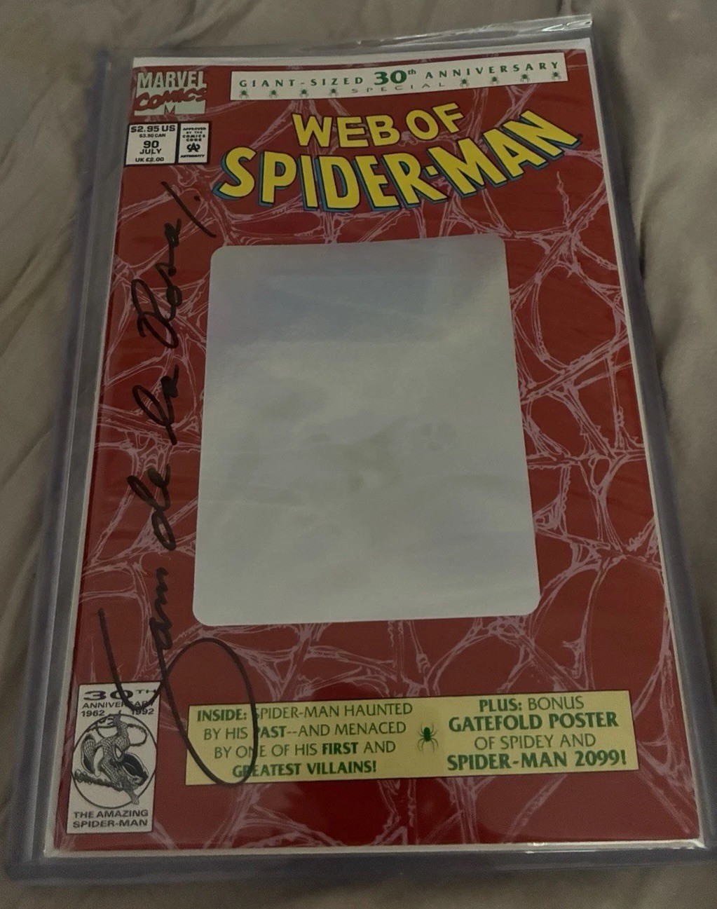 Web of Spider-Man #90 (July 1992) SAM DE LA ROSA SIGNED W/ Toploader