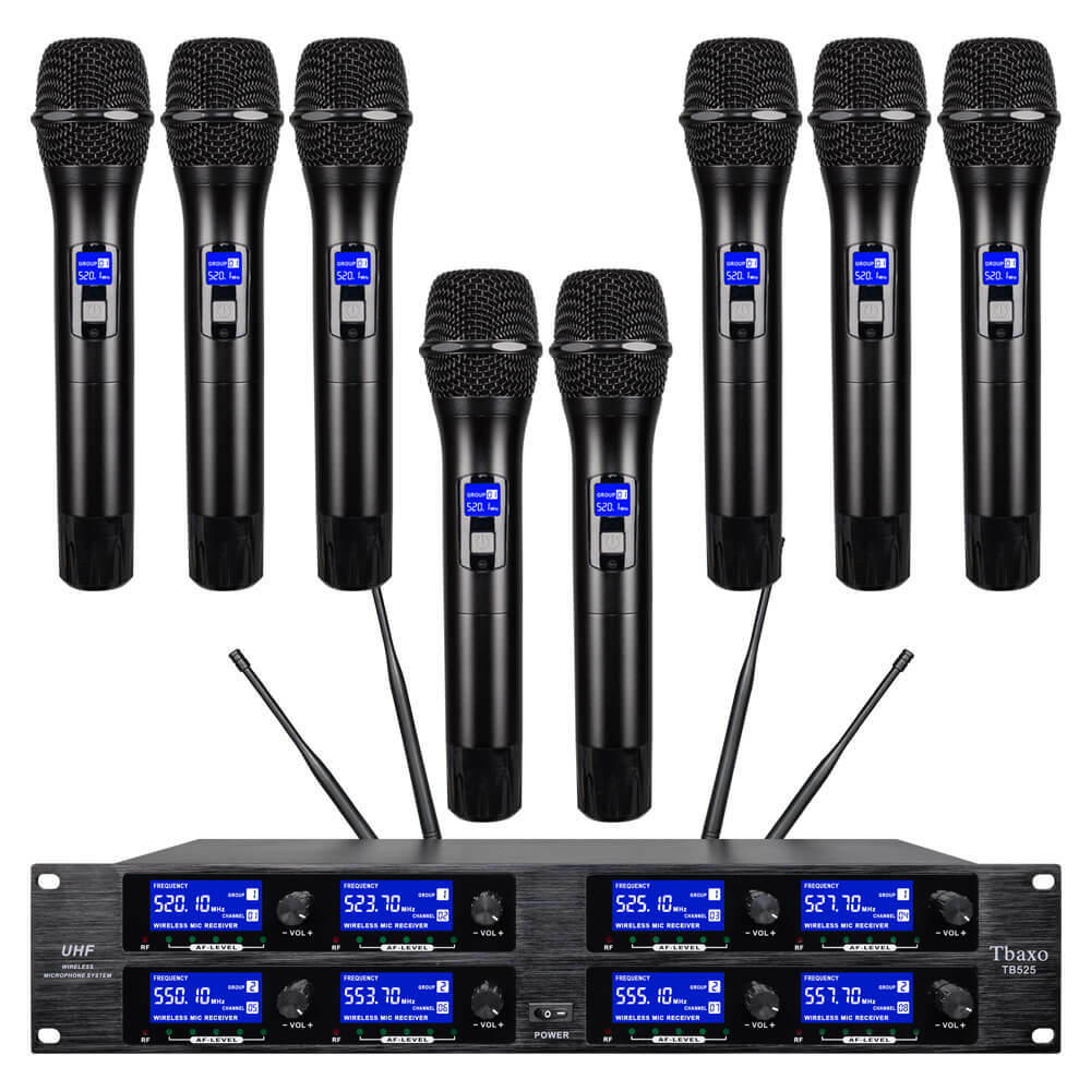 8 Channel UHF Pro Audio Wireless Microphone System  8 Handheld Metal Dynamic Mic