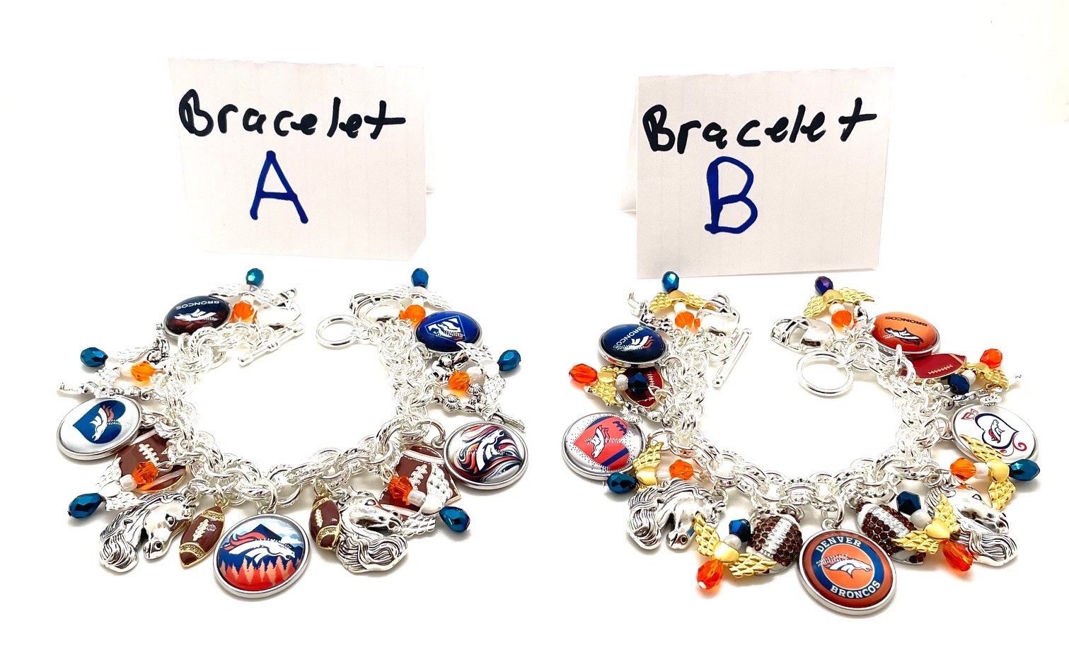 Denver Broncos CHARM BRACELETS Choose  A or B 