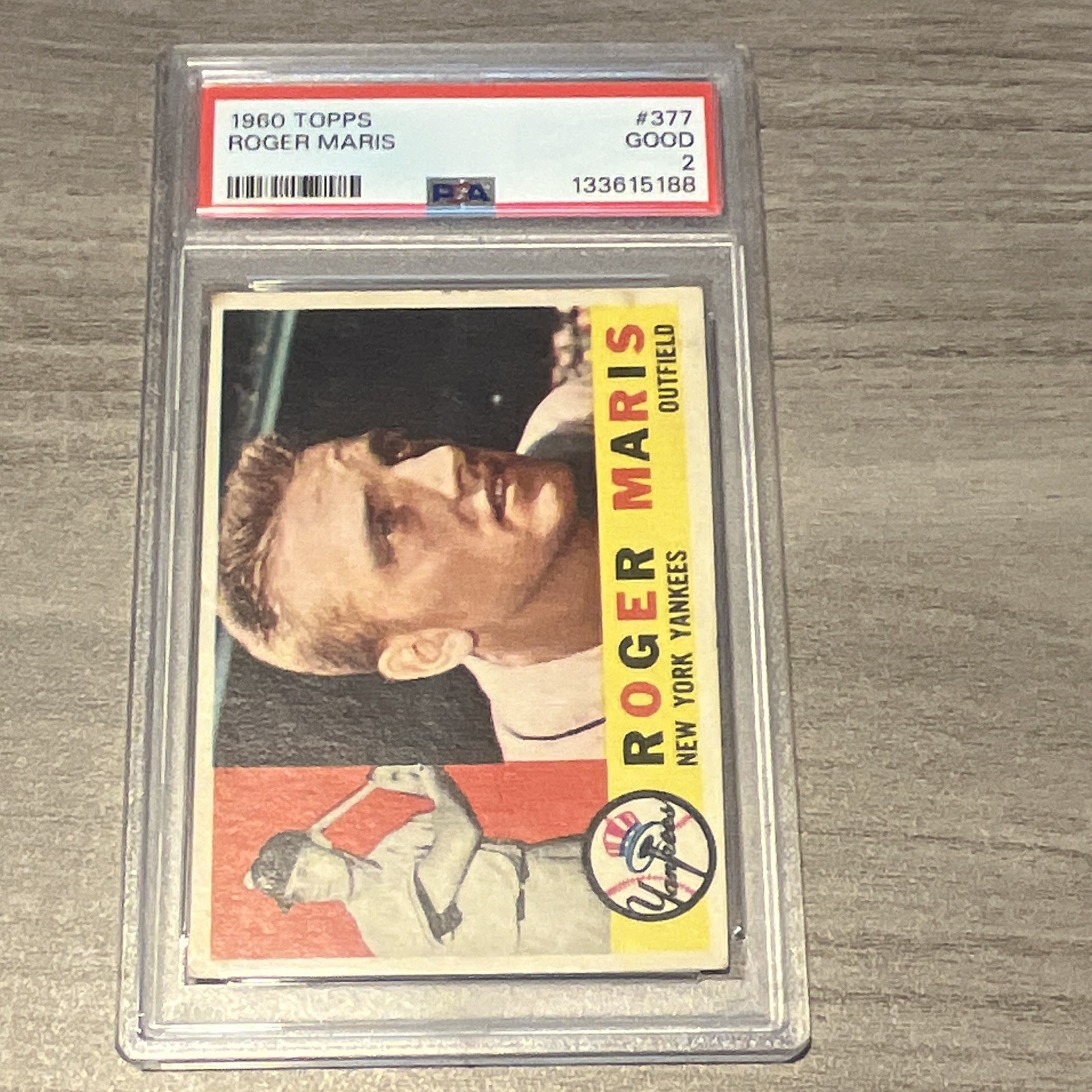 Topps 1960 Roger Maris #377 White Back Graded New York Yankees MLB Topps 1960 Roger Maris #377 White Back Graded New York Yankees MLB