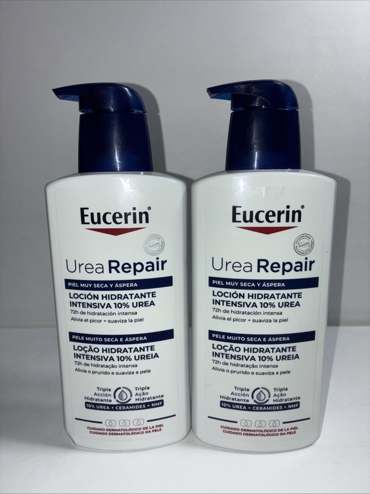 Lot Of 2 New Eucerin Urea Repair Hydrating Lotion 400 mL Damaged Outer Packaging