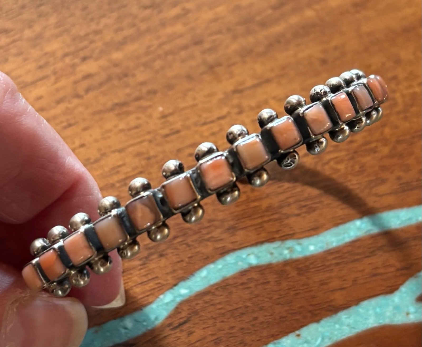 Navajo Raymond Betsoi Pink Coral Bracelet