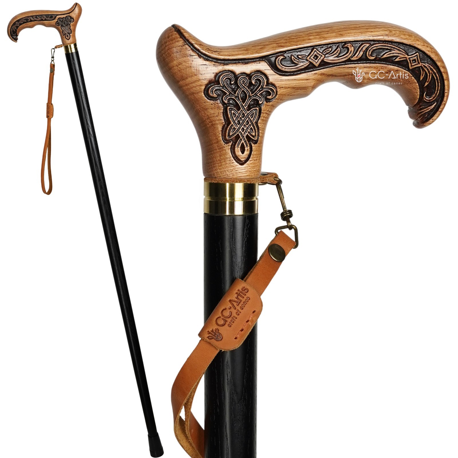 New Elegant Cane Walking Stick Wooden carved Light Celtic Style  for men women