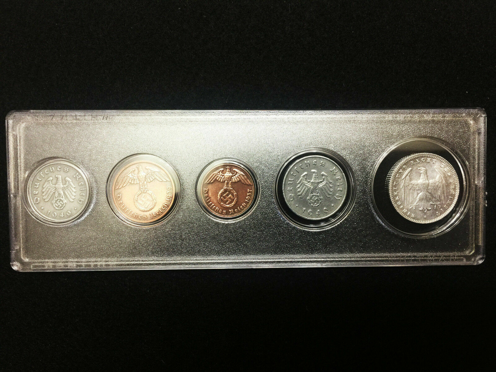 Rare WW2 German Coins Set with Secure Display Case Historical WW2 Artifacts