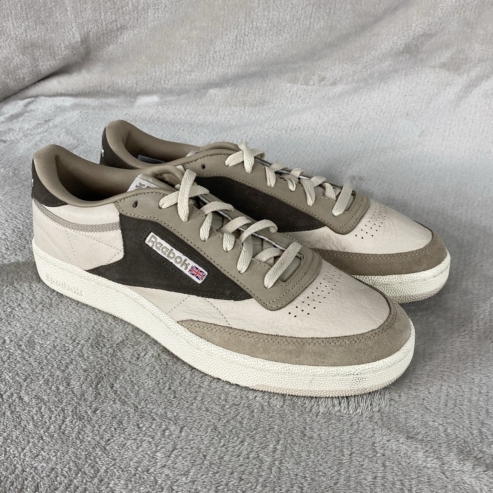 Reebok Club C Stucco Boulder Beige Shoes Mens Size 12 Leather 100073895 NEW